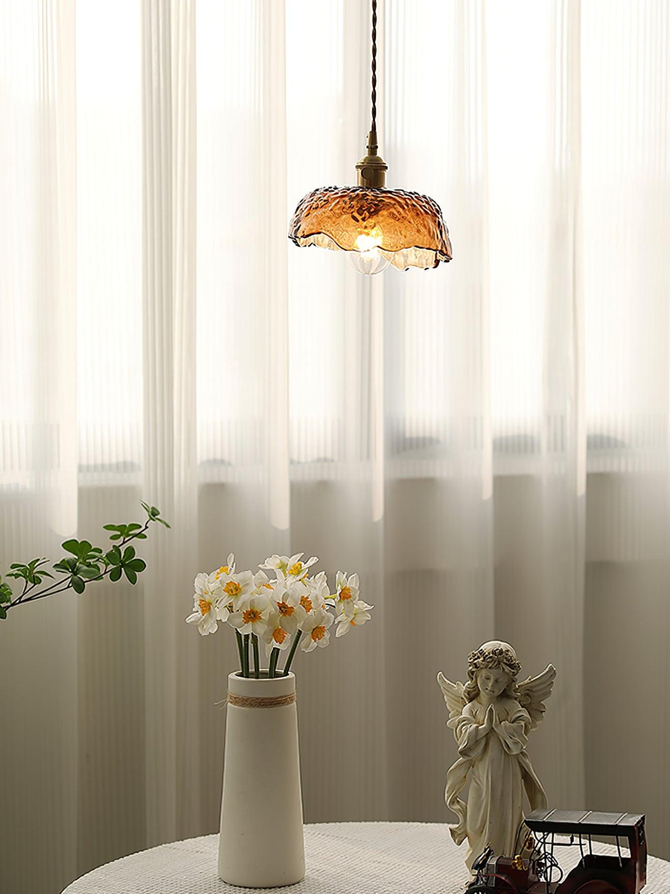 Vintage Brown Glass Pendant Light-Homelova