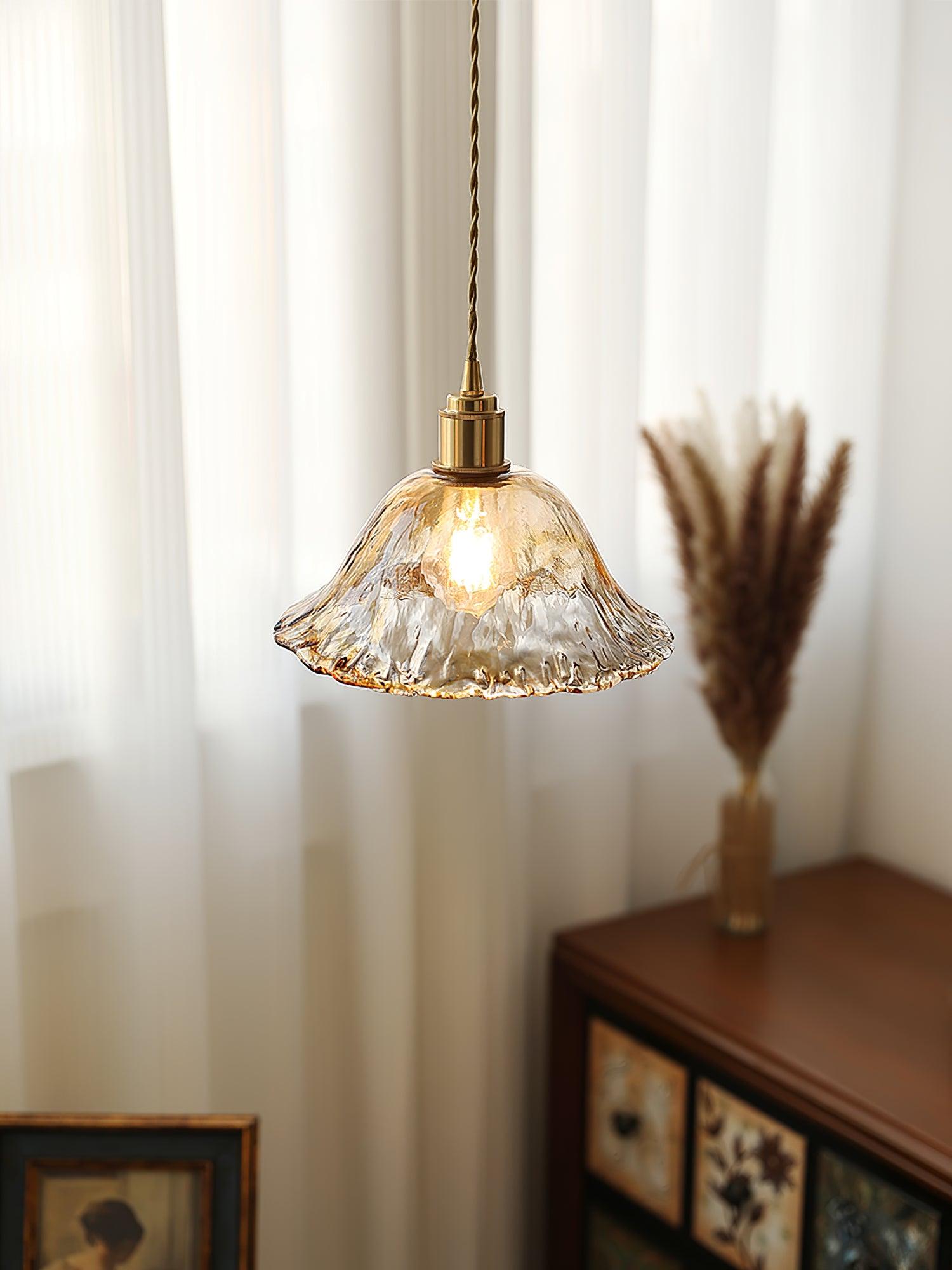 Vintage Brown Glass Pendant Light-Homelova