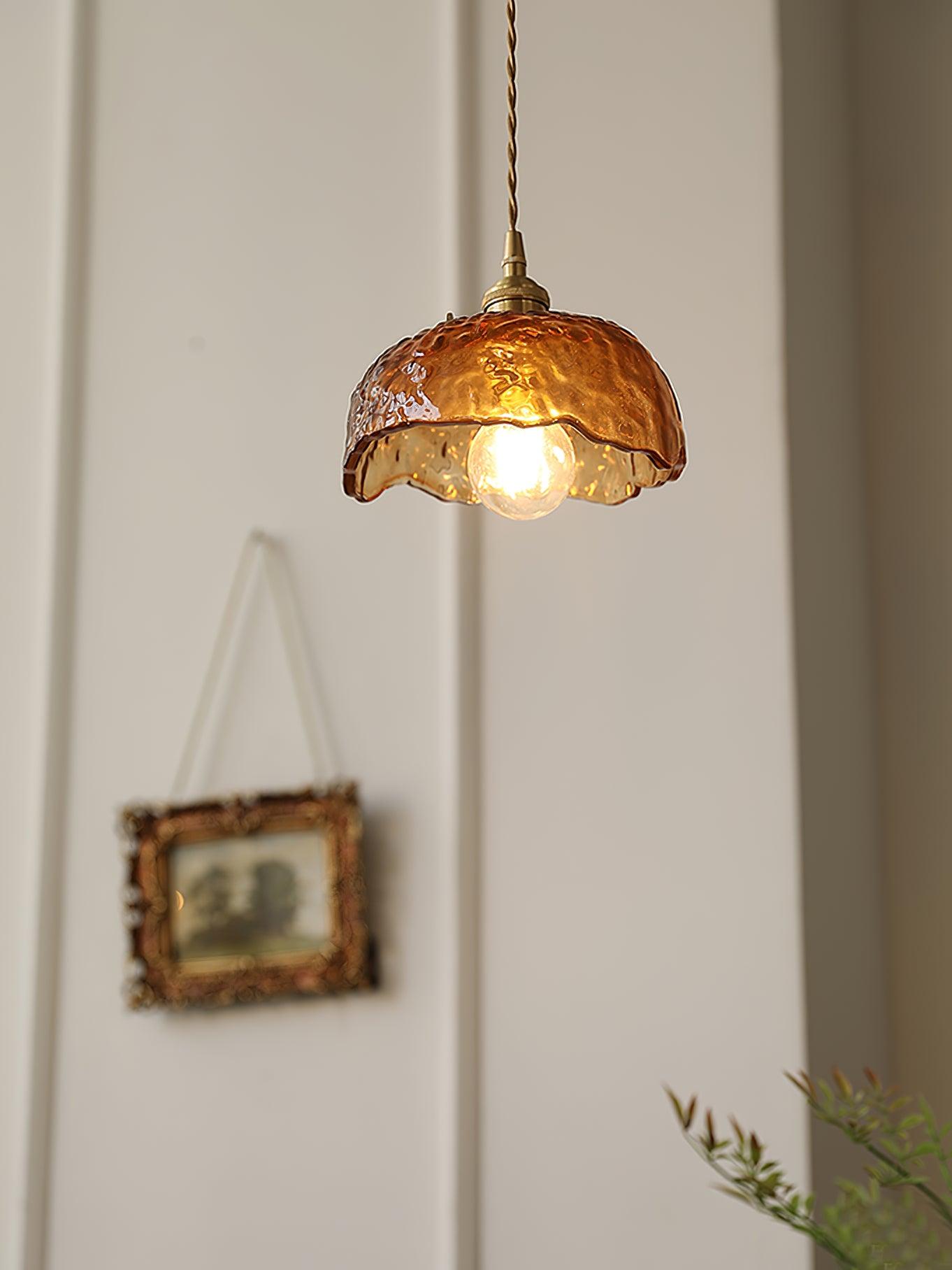 Vintage Brown Glass Pendant Light-Homelova