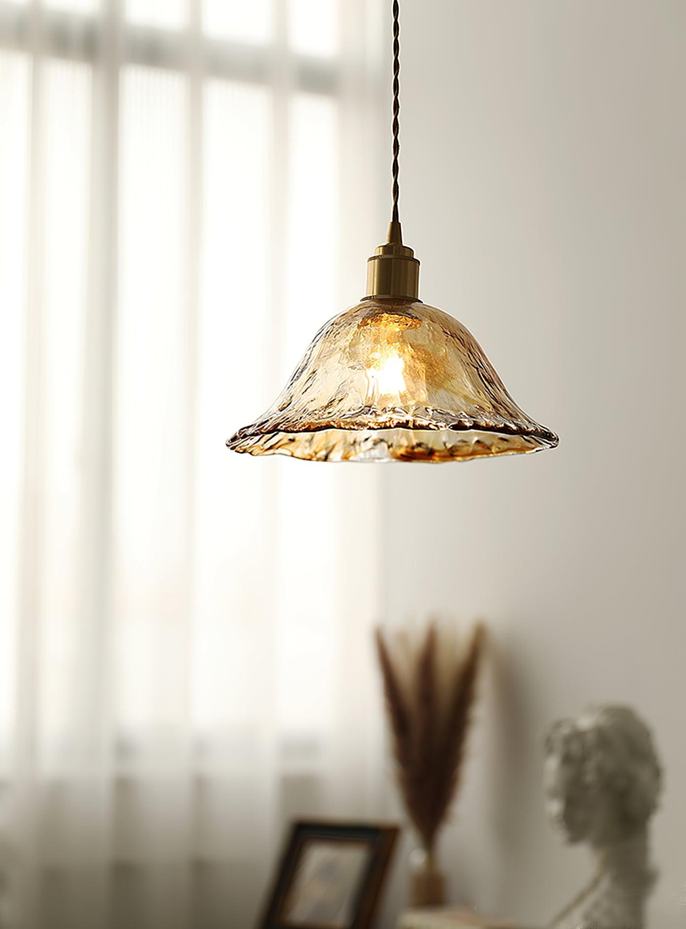 Vintage Brown Glass Pendant Light-Homelova