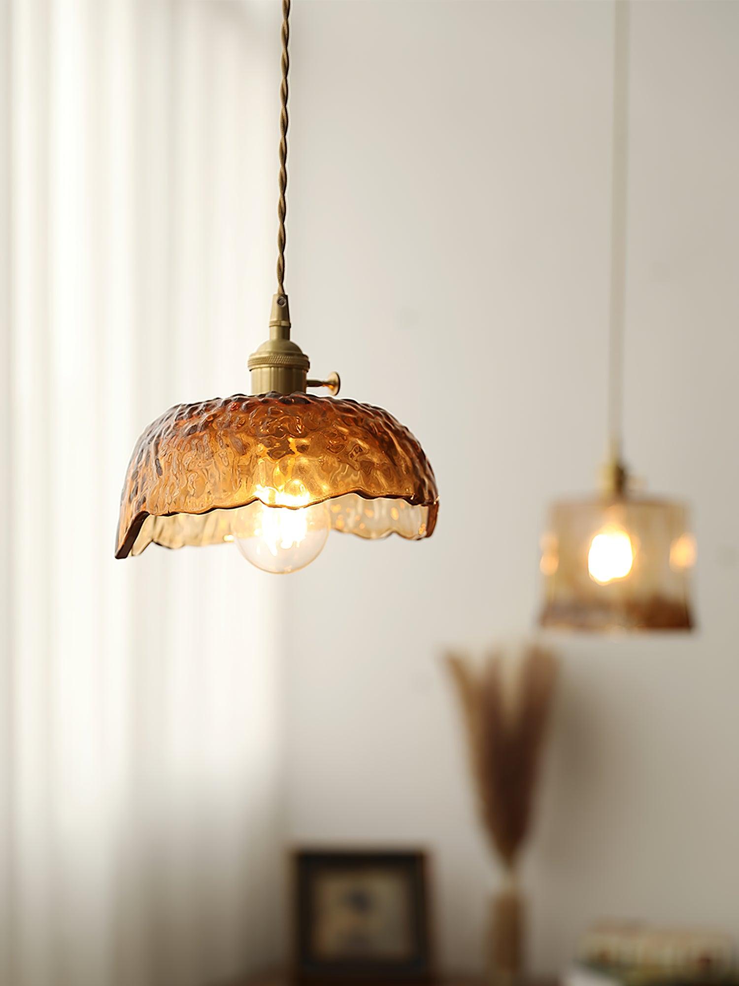 Vintage Brown Glass Pendant Light-Homelova