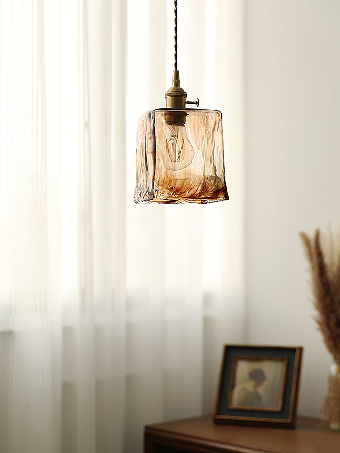 Vintage Brown Glass Pendant Light-Homelova