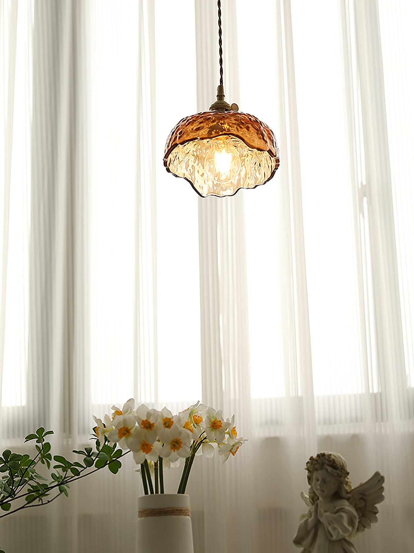 Vintage Brown Glass Pendant Light-Homelova