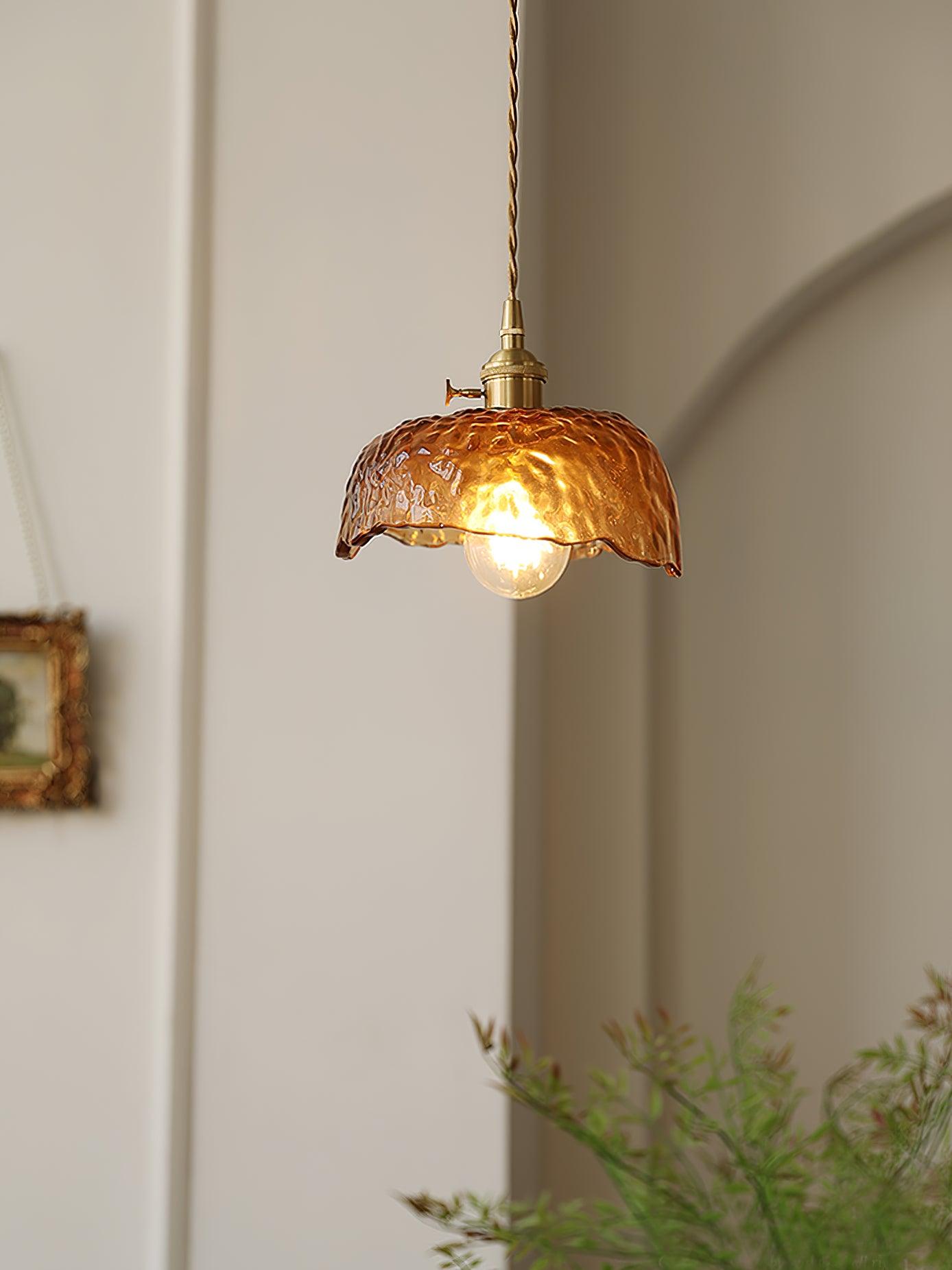 Vintage Brown Glass Pendant Light-Homelova