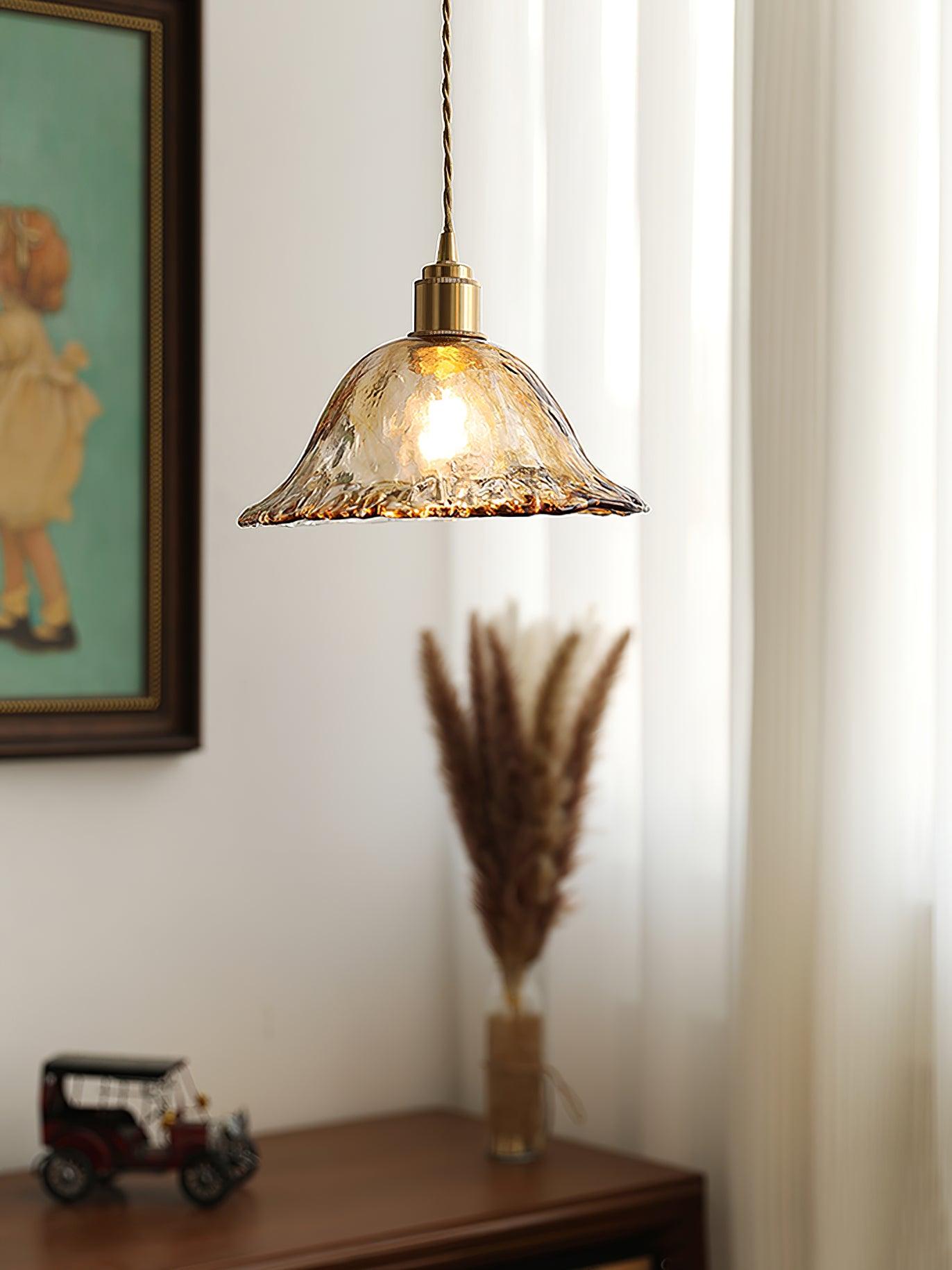 Vintage Brown Glass Pendant Light-Homelova