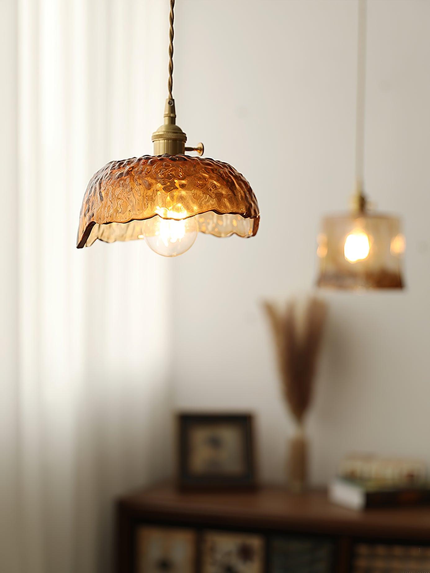 Vintage Brown Glass Pendant Light-Homelova