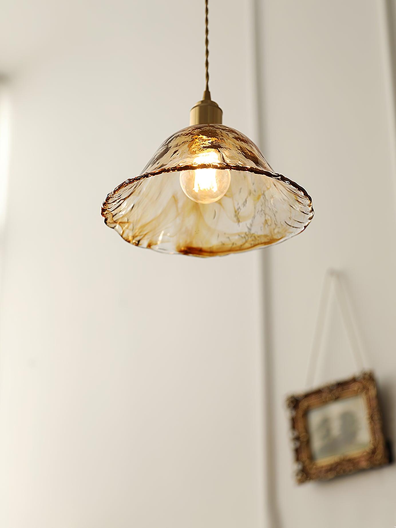 Vintage Brown Glass Pendant Light-Homelova