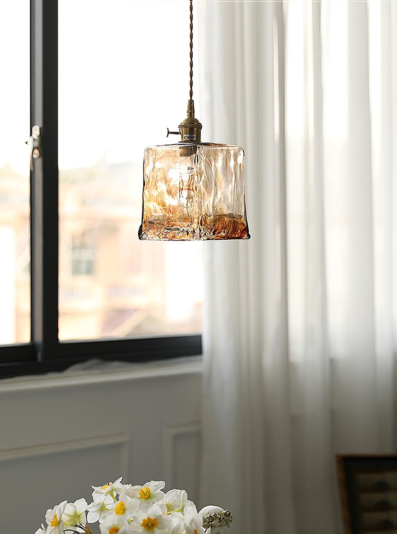Vintage Brown Glass Pendant Light-Homelova