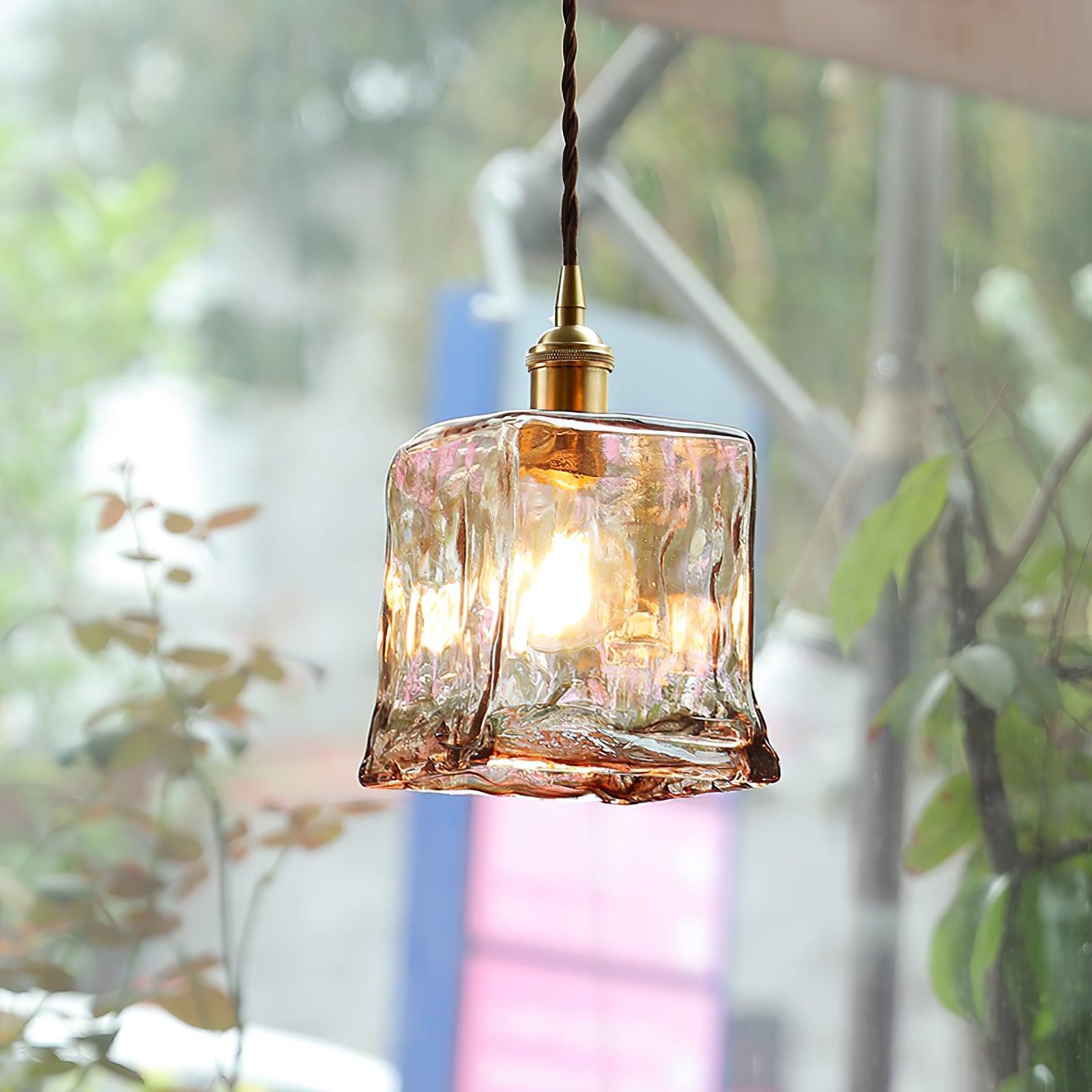 Vintage Brown Glass Pendant Light-Homelova