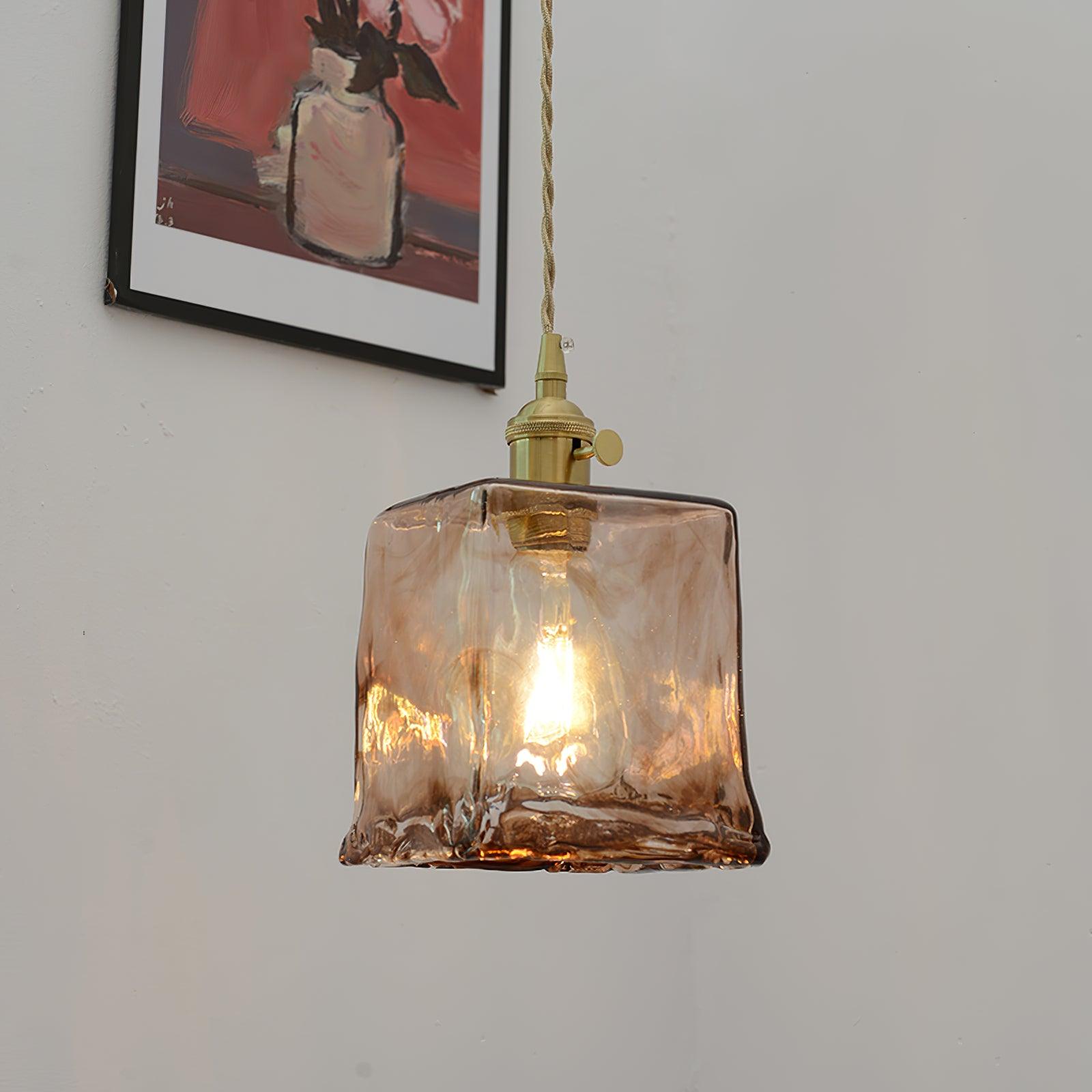 Vintage Brown Glass Pendant Light-Homelova
