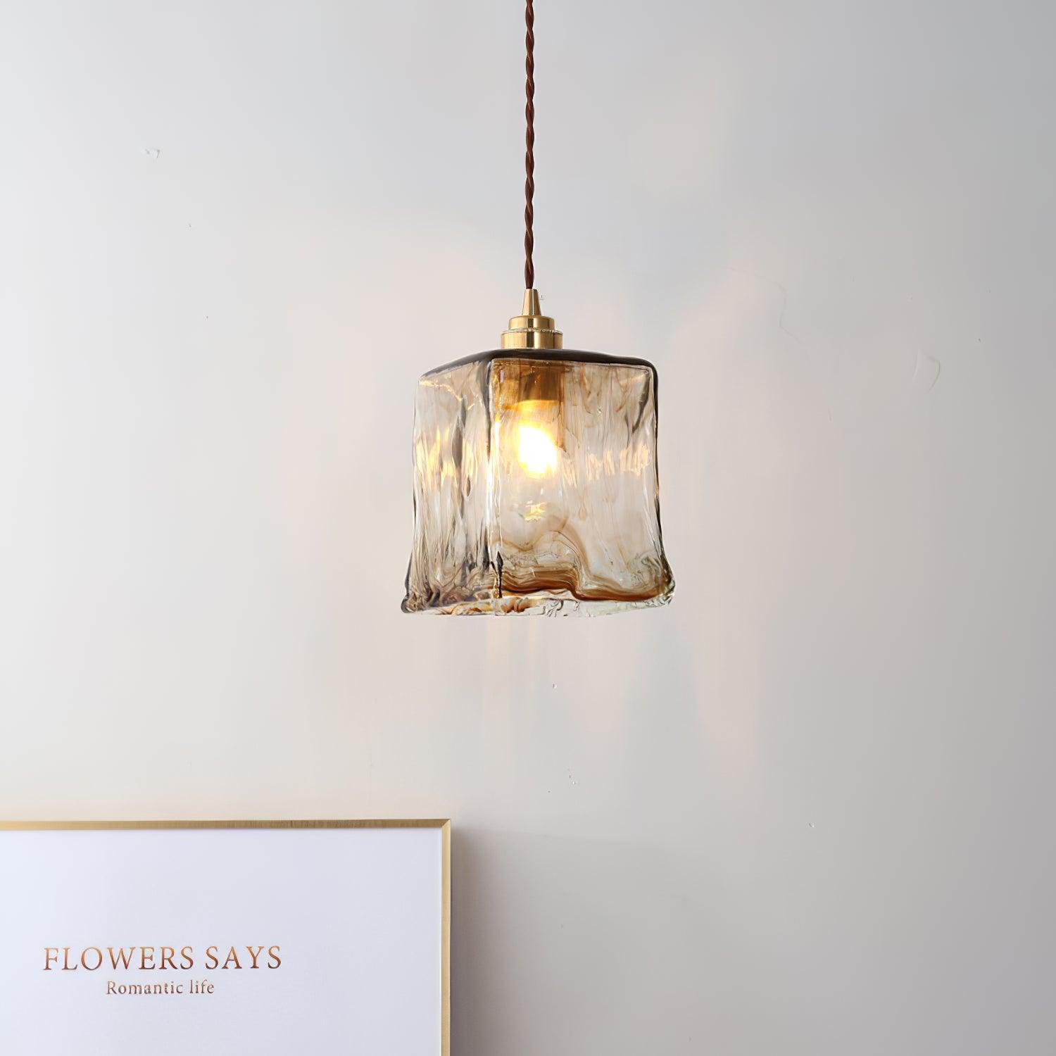 Vintage Brown Glass Pendant Light-Homelova