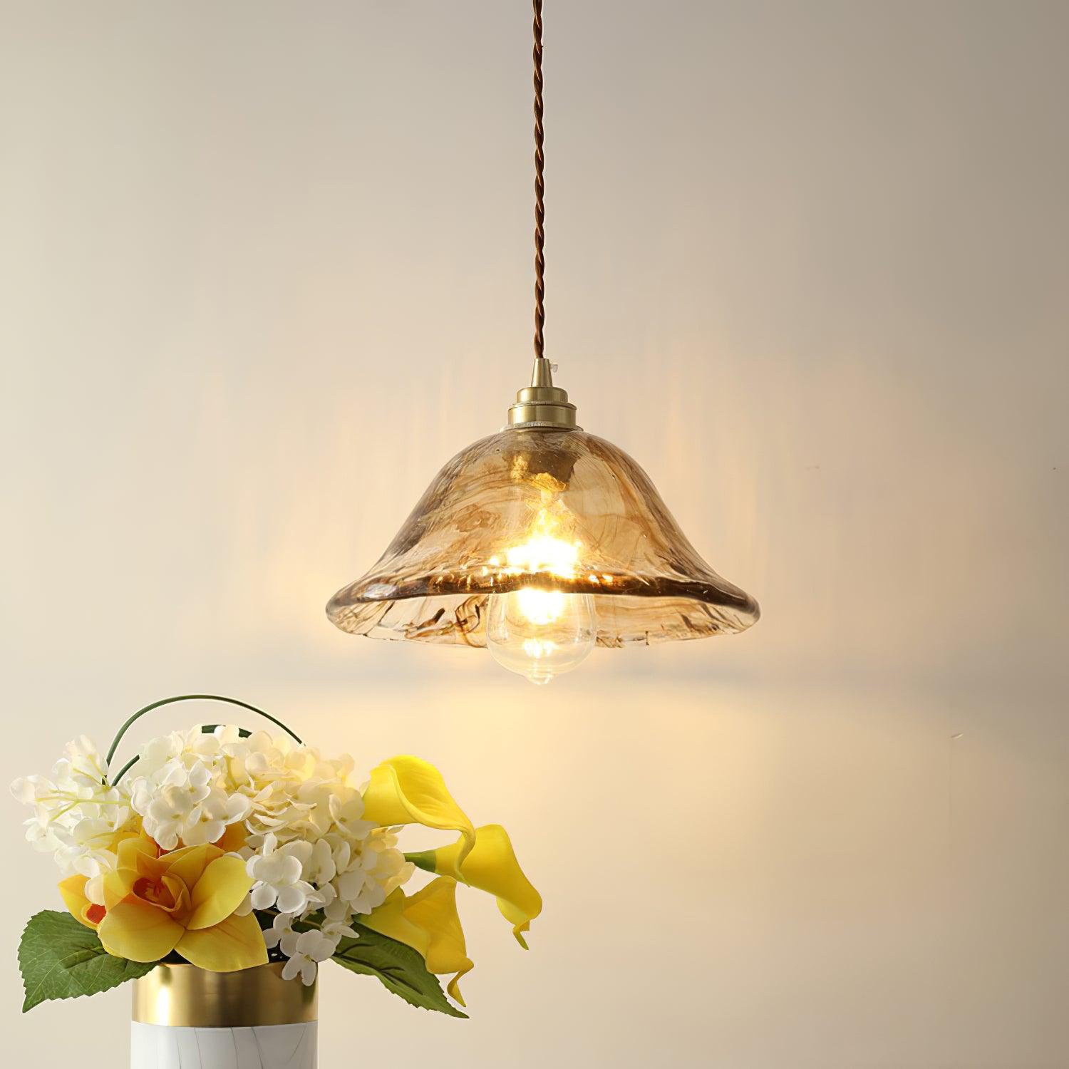 Vintage Brown Glass Pendant Light-Homelova