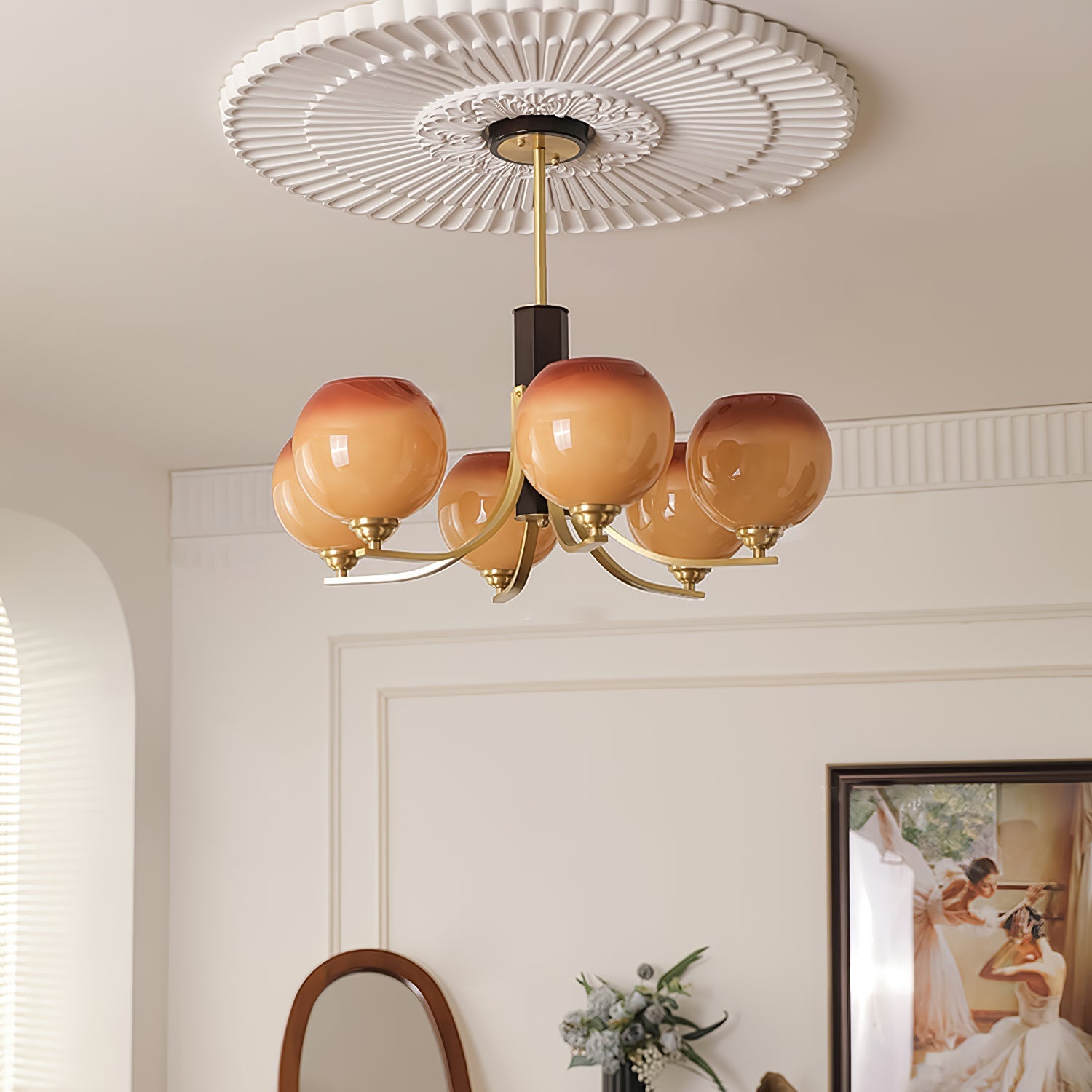 Vintage Caramel Globe Chandelier-Homelova