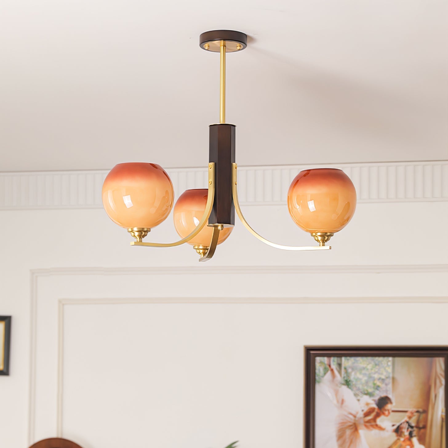 Vintage Caramel Globe Chandelier-Homelova