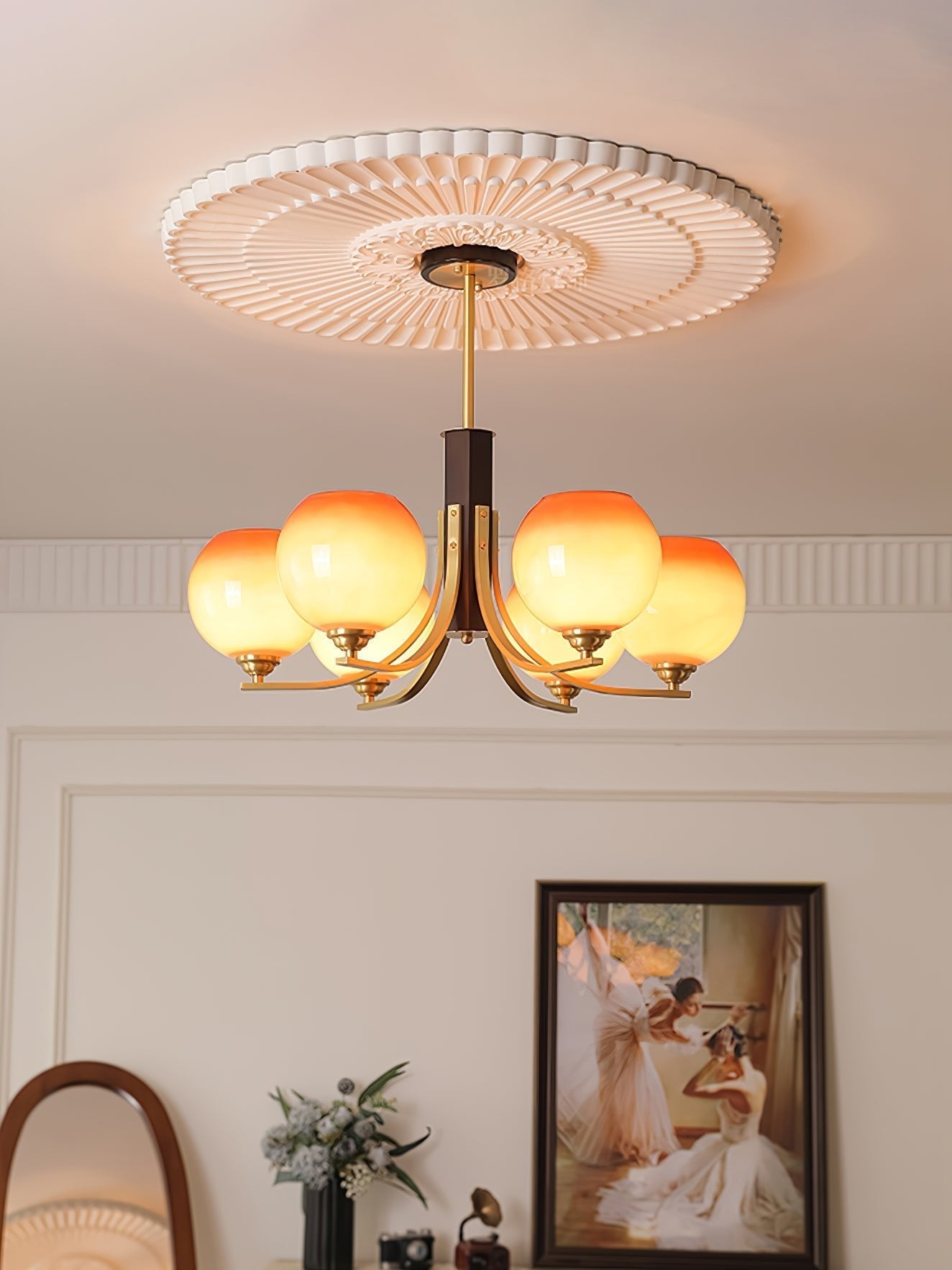 Vintage Caramel Globe Chandelier-Homelova
