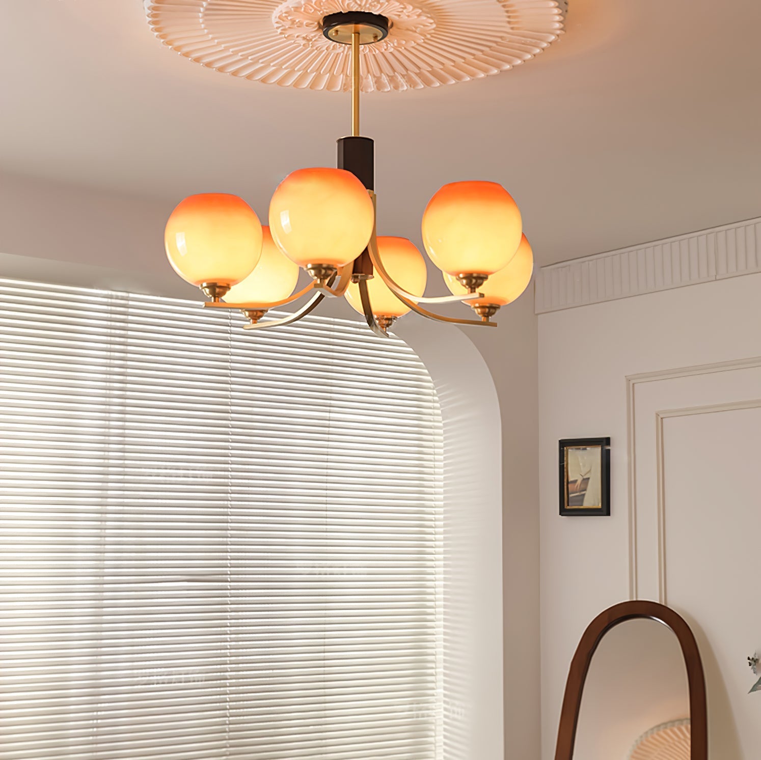 Vintage Caramel Globe Chandelier-Homelova