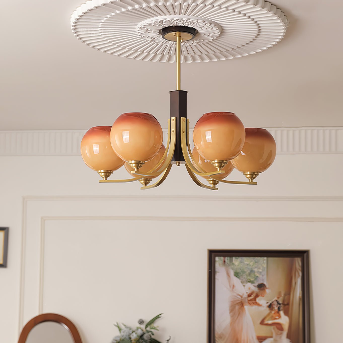 Vintage Caramel Globe Chandelier-Homelova
