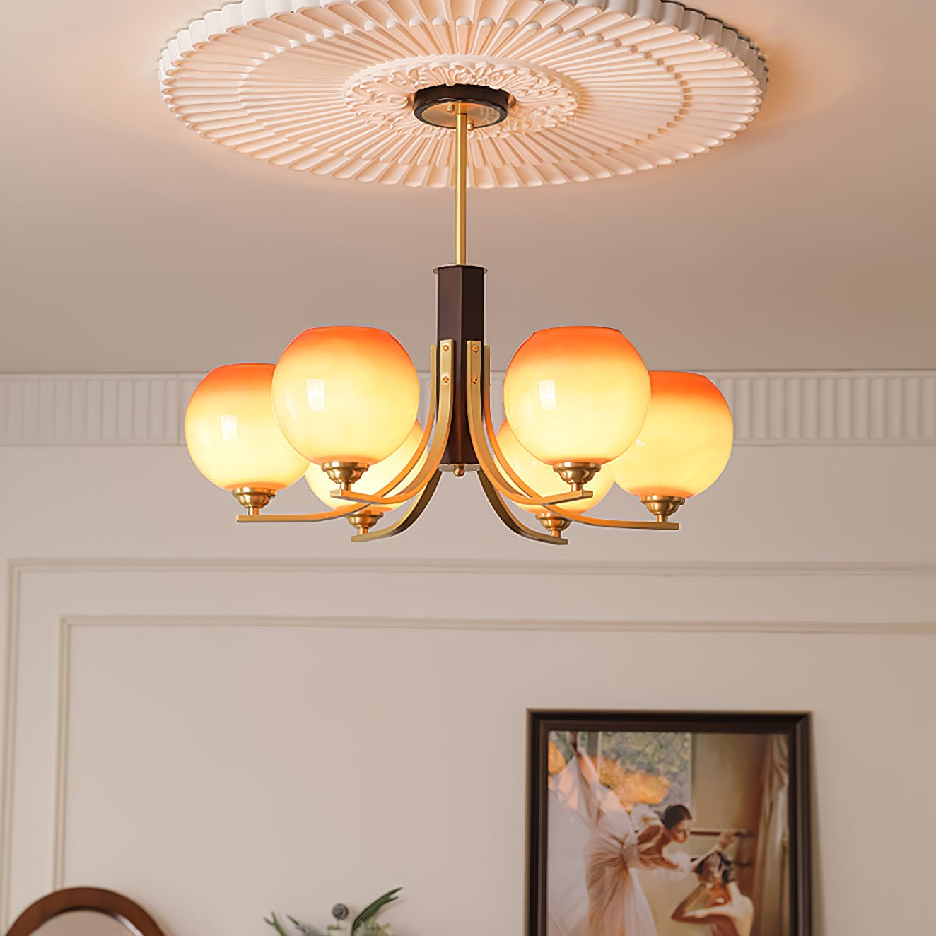 Vintage Caramel Globe Chandelier-Homelova