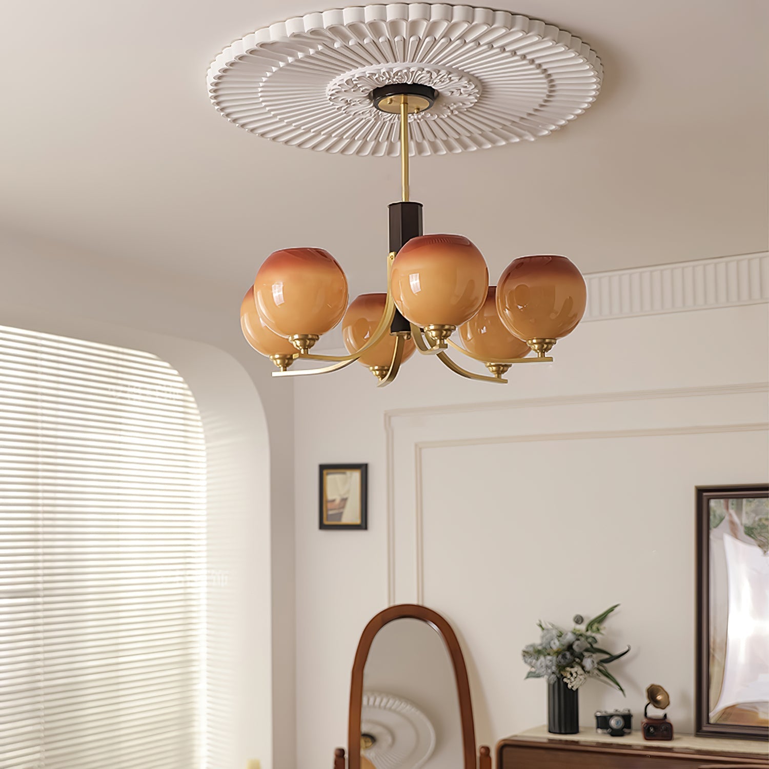 Vintage Caramel Globe Chandelier-Homelova