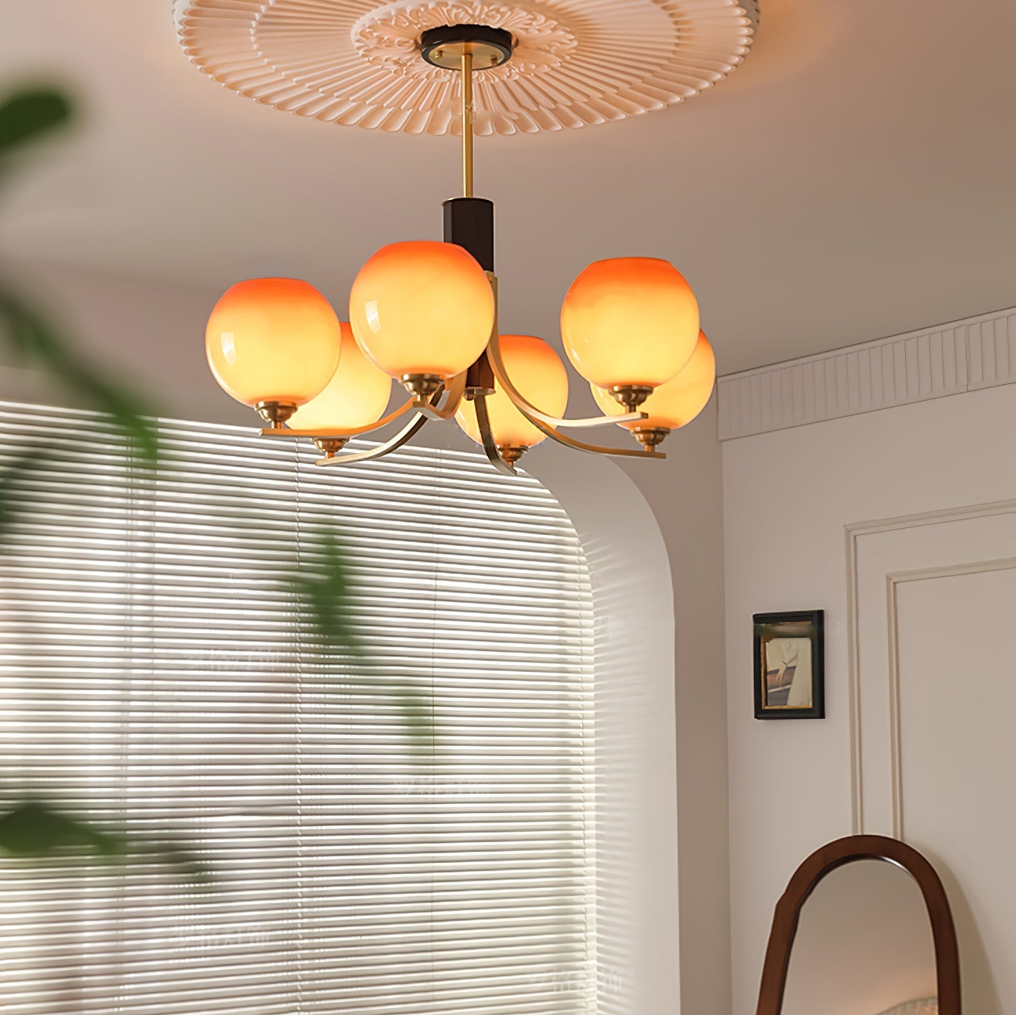 Vintage Caramel Globe Chandelier-Homelova