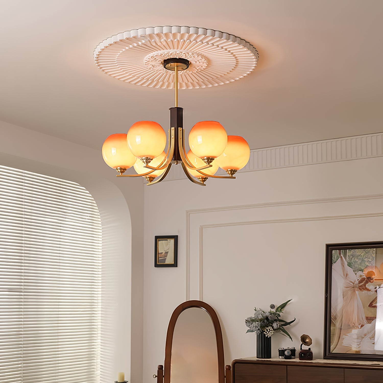 Vintage Caramel Globe Chandelier-Homelova