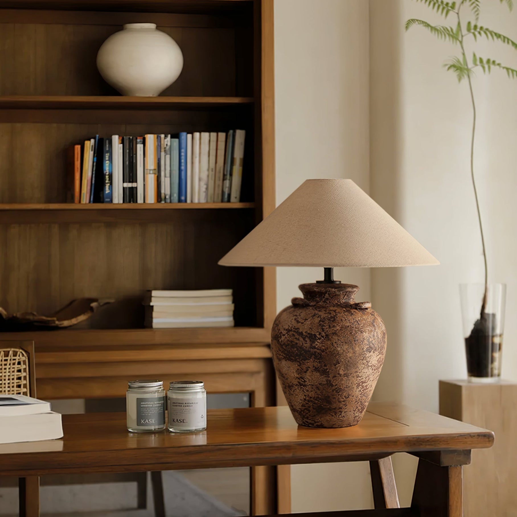 Vintage Terracotta Vase Table Lamp-Homelova
