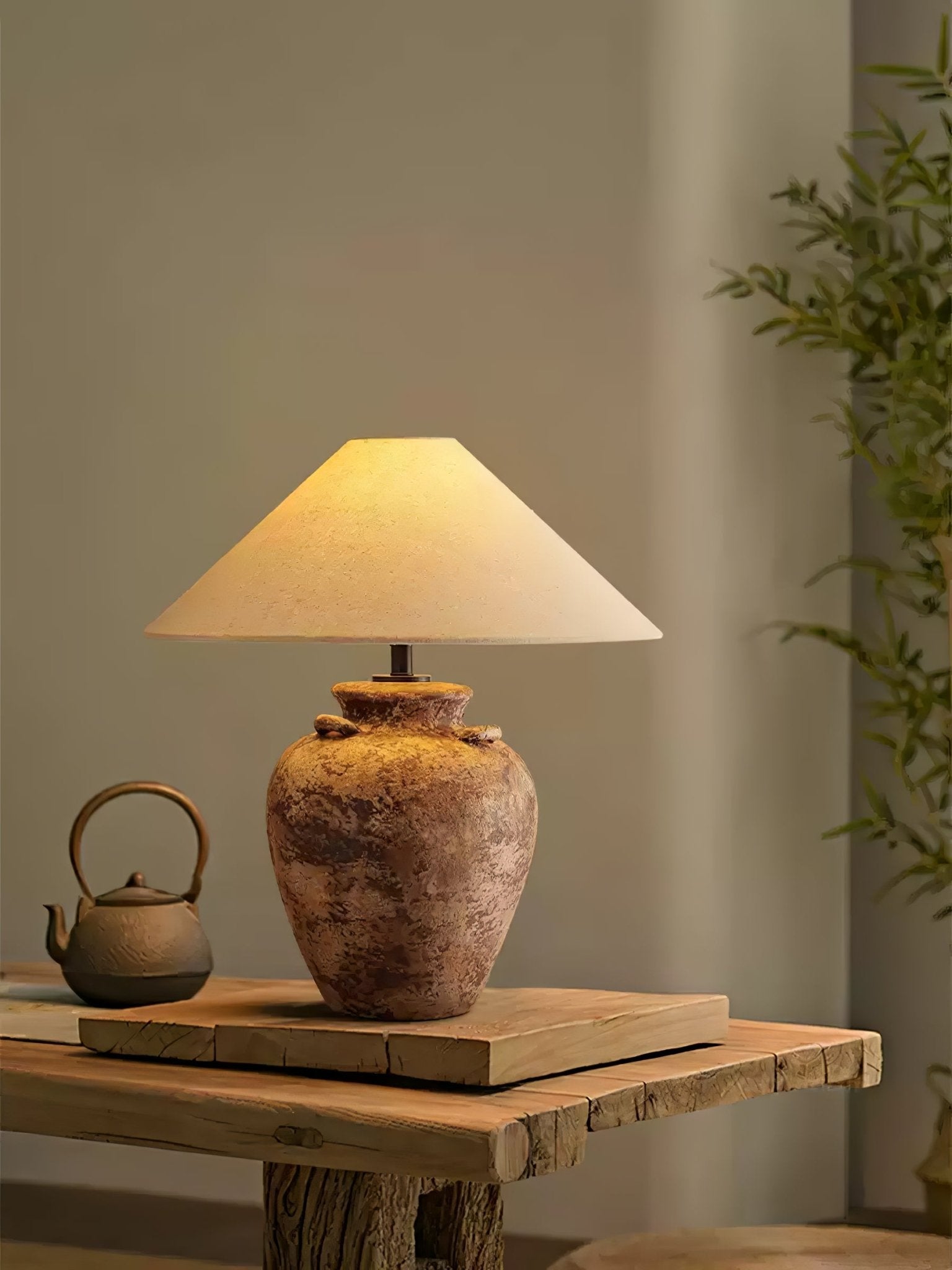 Vintage Terracotta Vase Table Lamp-Homelova