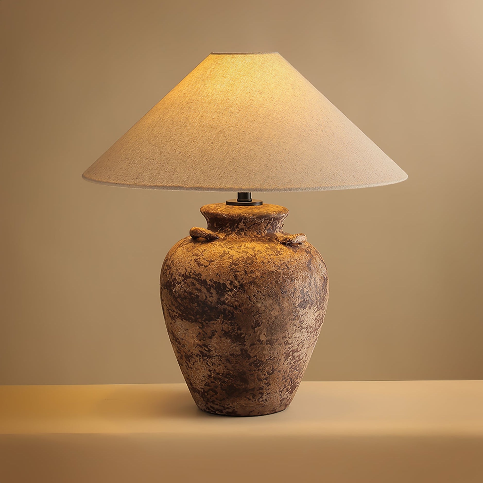 Vintage Terracotta Vase Table Lamp-Homelova