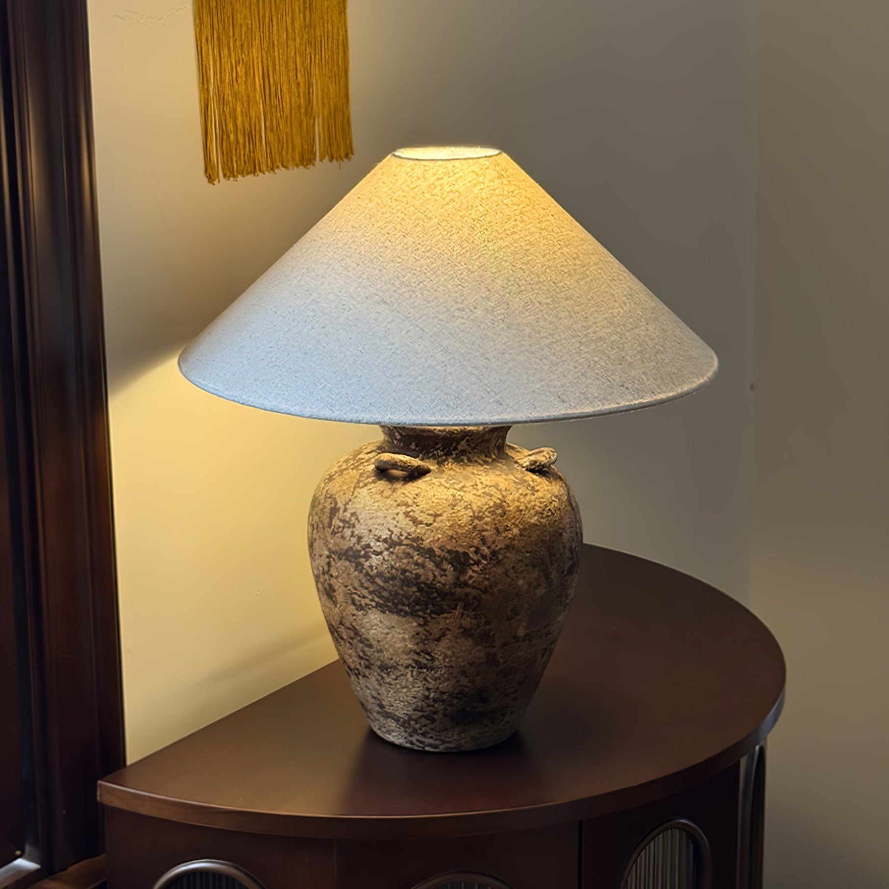 Vintage Terracotta Vase Table Lamp-Homelova
