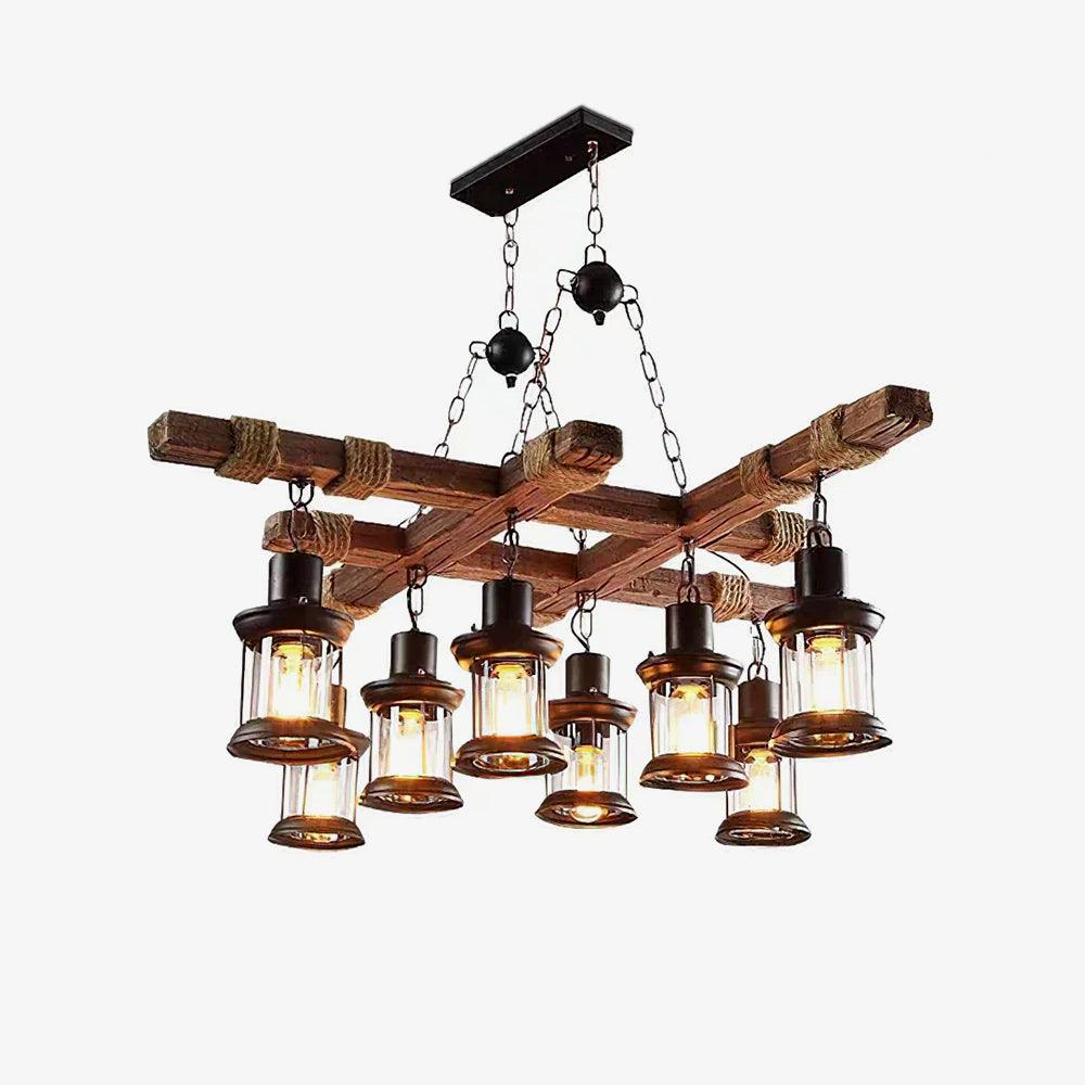 Vintage Wood Glass Chandeliers-Homelova
