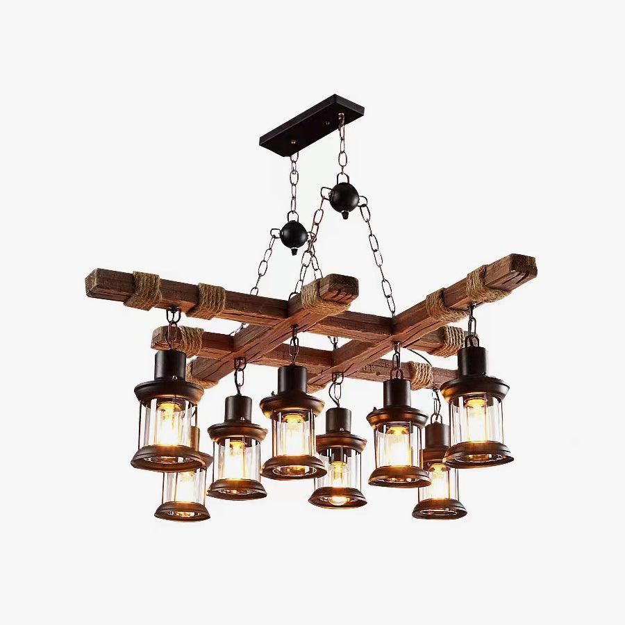 Vintage Wood Glass Chandeliers-Homelova
