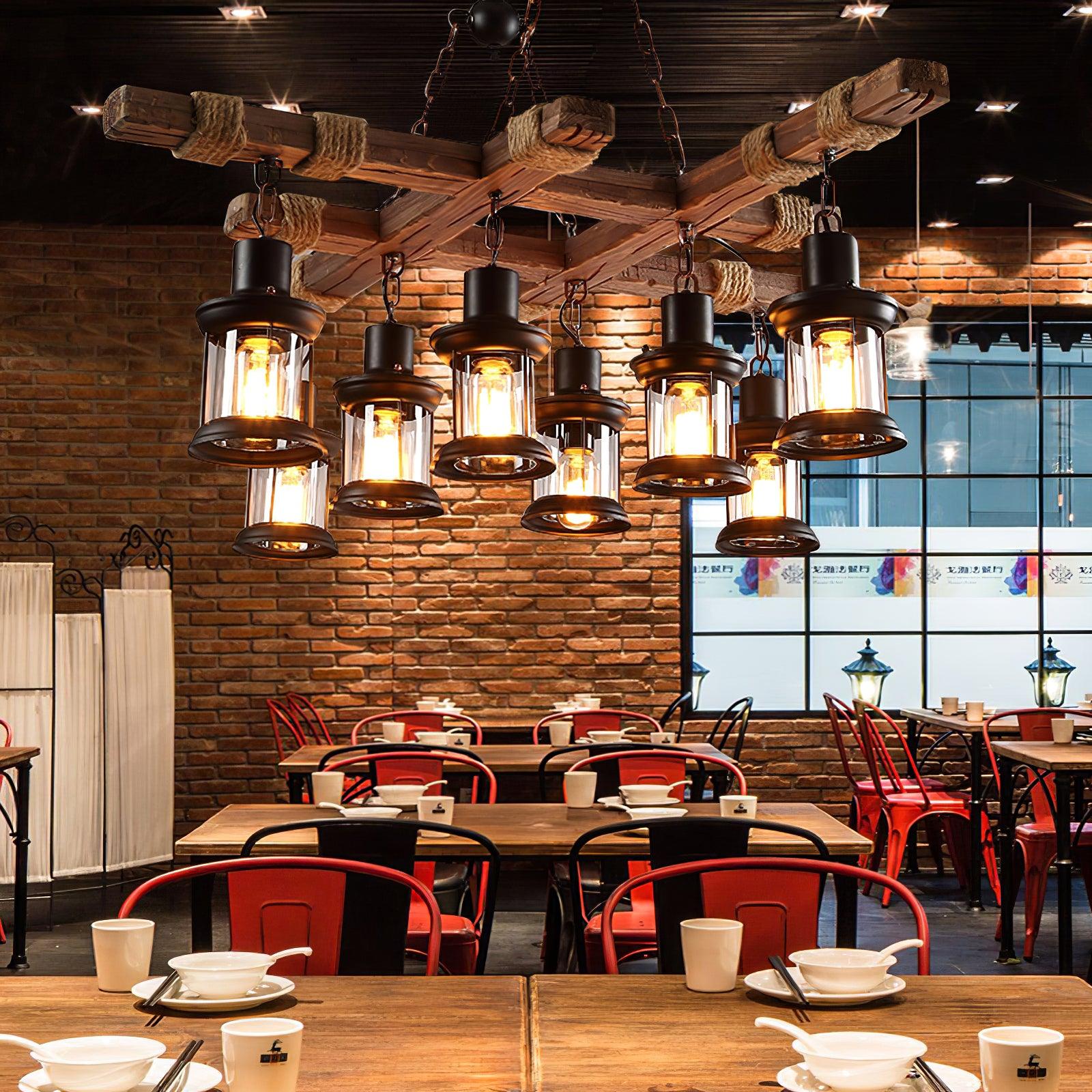 Vintage Wood Glass Chandeliers-Homelova