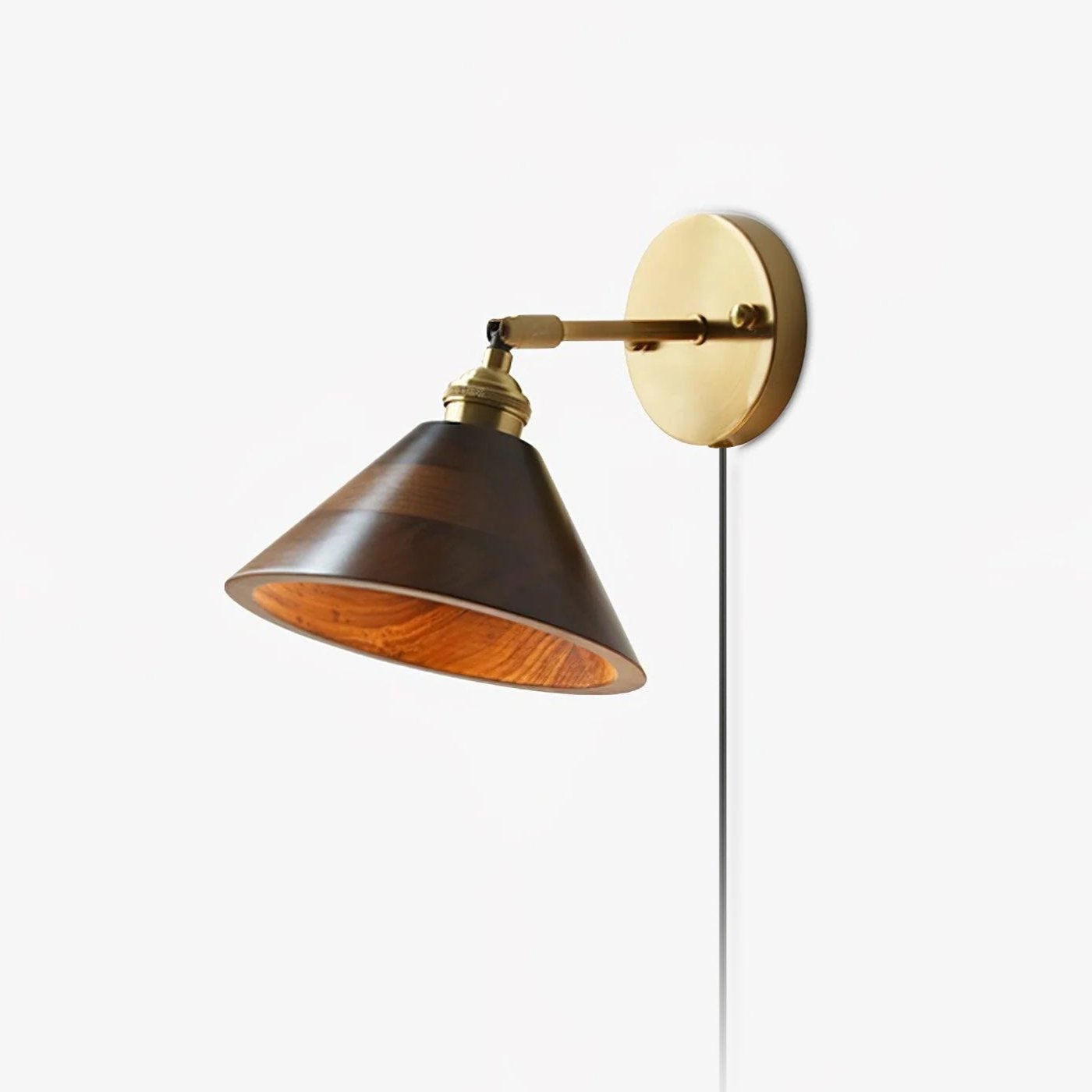 Vintage Wood Plug-in Wall Lamp-Homelova