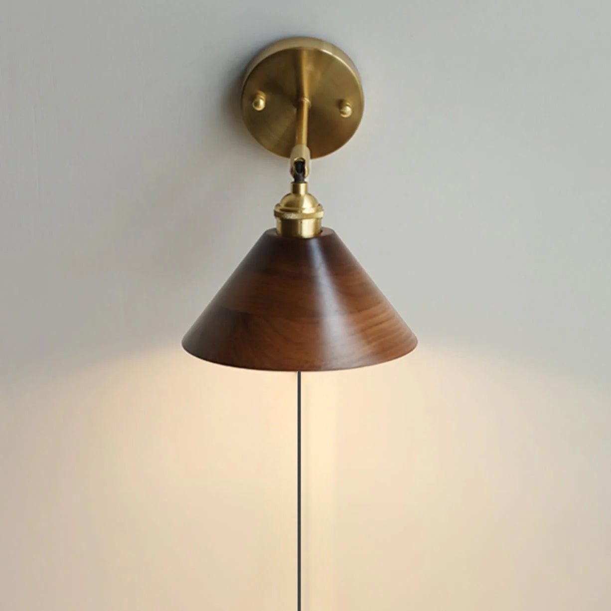 Vintage Wood Plug-in Wall Lamp-Homelova