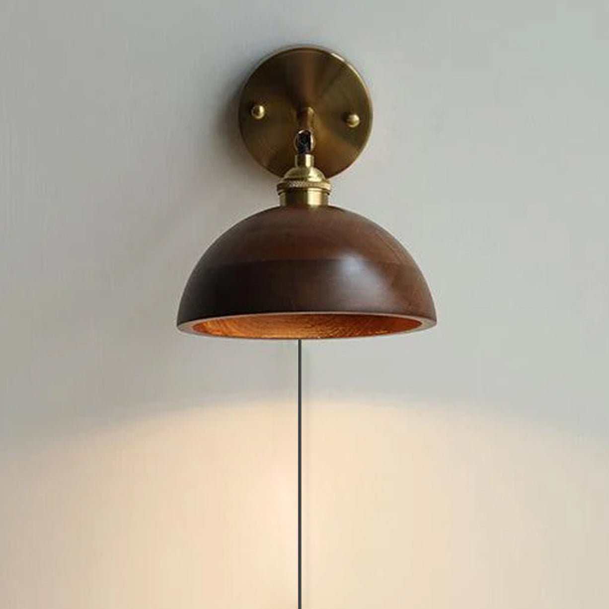 Vintage Wood Plug-in Wall Lamp-Homelova