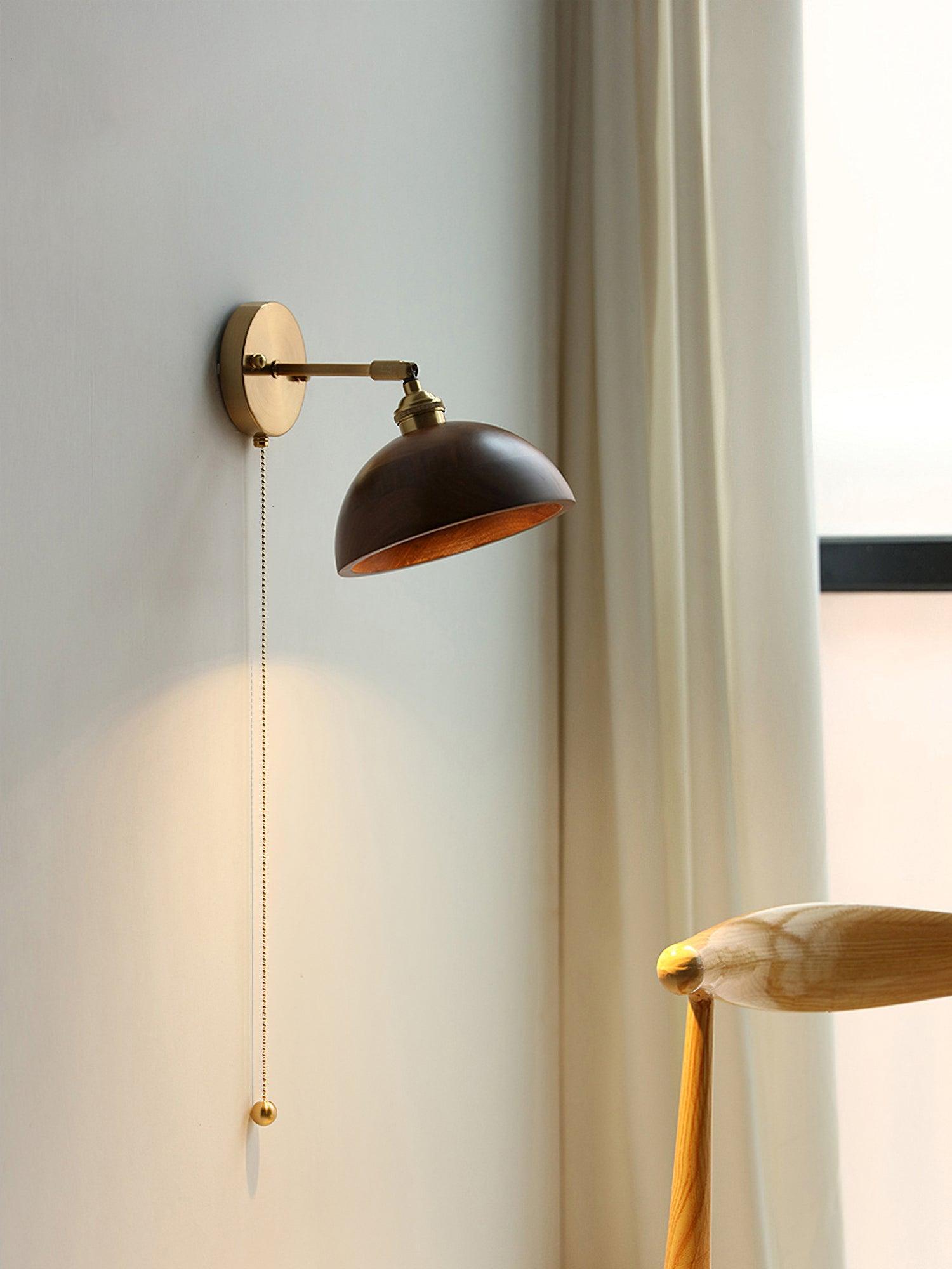 Vintage Wood Plug-in Wall Lamp-Homelova