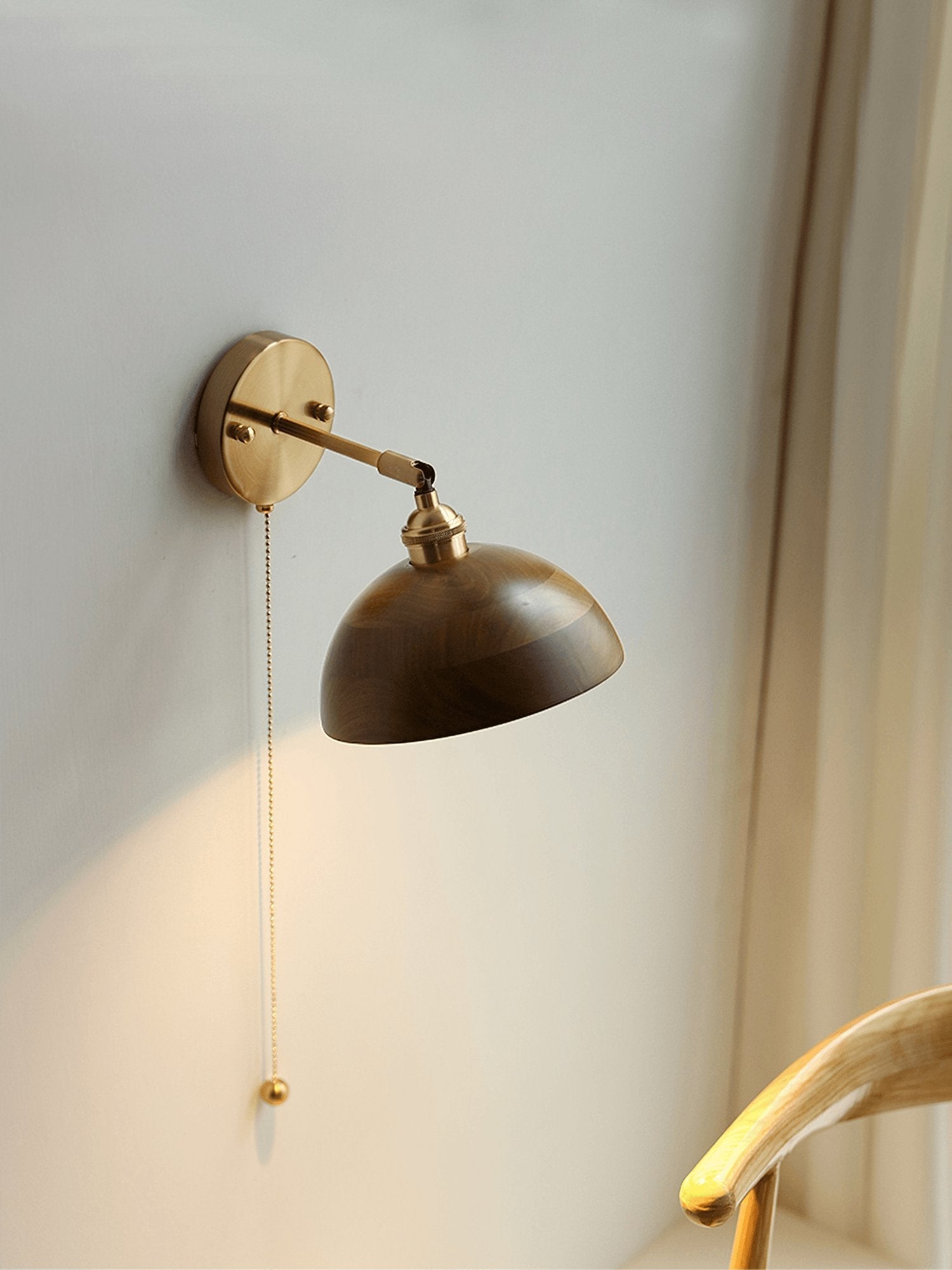 Vintage Wood Plug-in Wall Lamp-Homelova