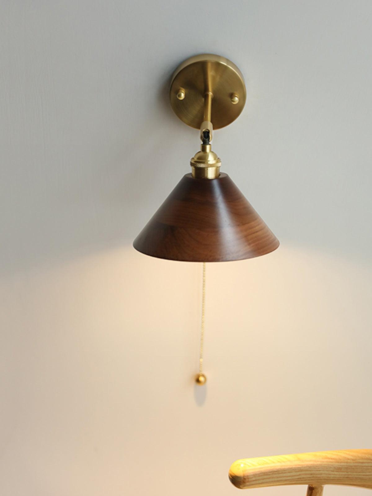 Vintage Wood Plug-in Wall Lamp-Homelova