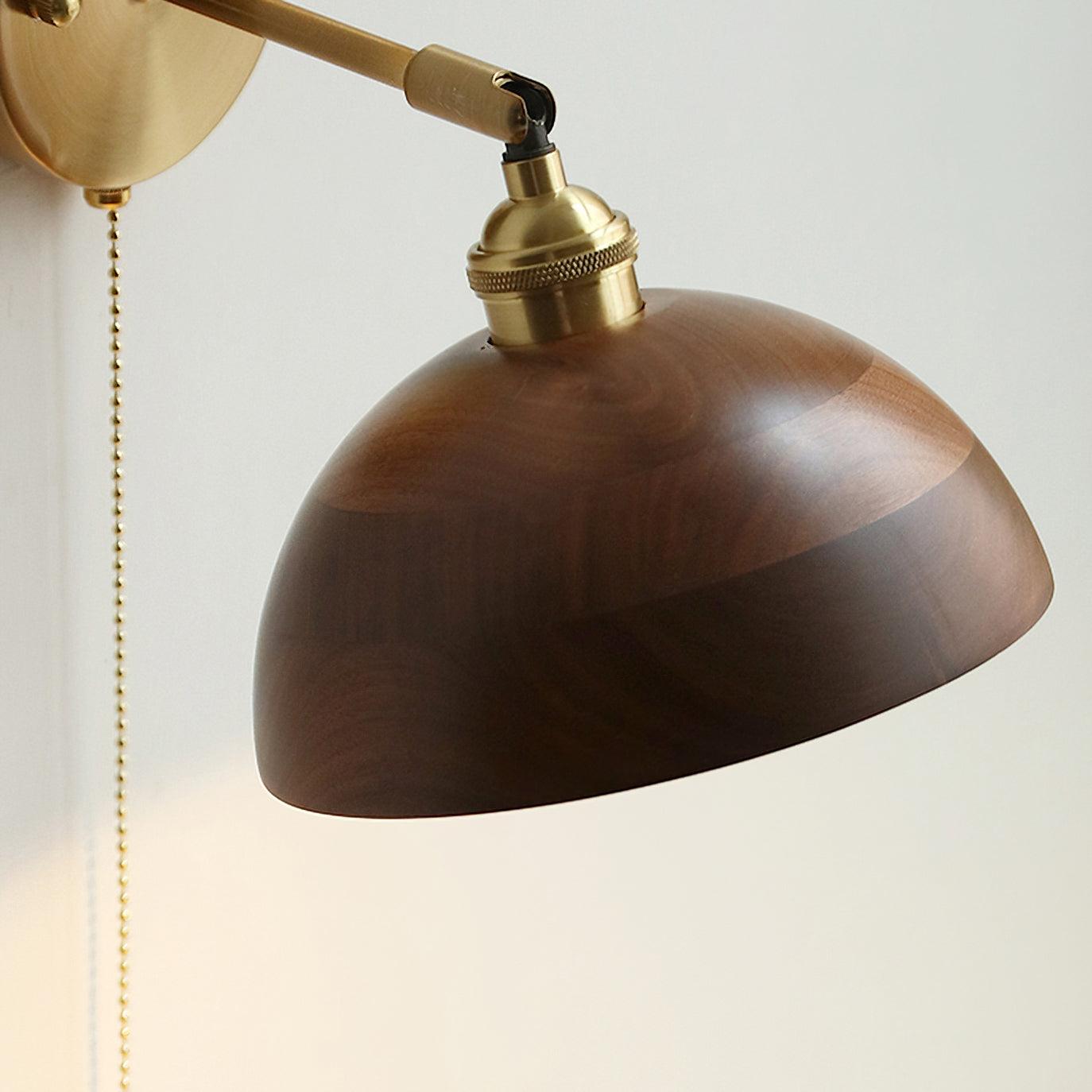 Vintage Wood Plug-in Wall Lamp-Homelova