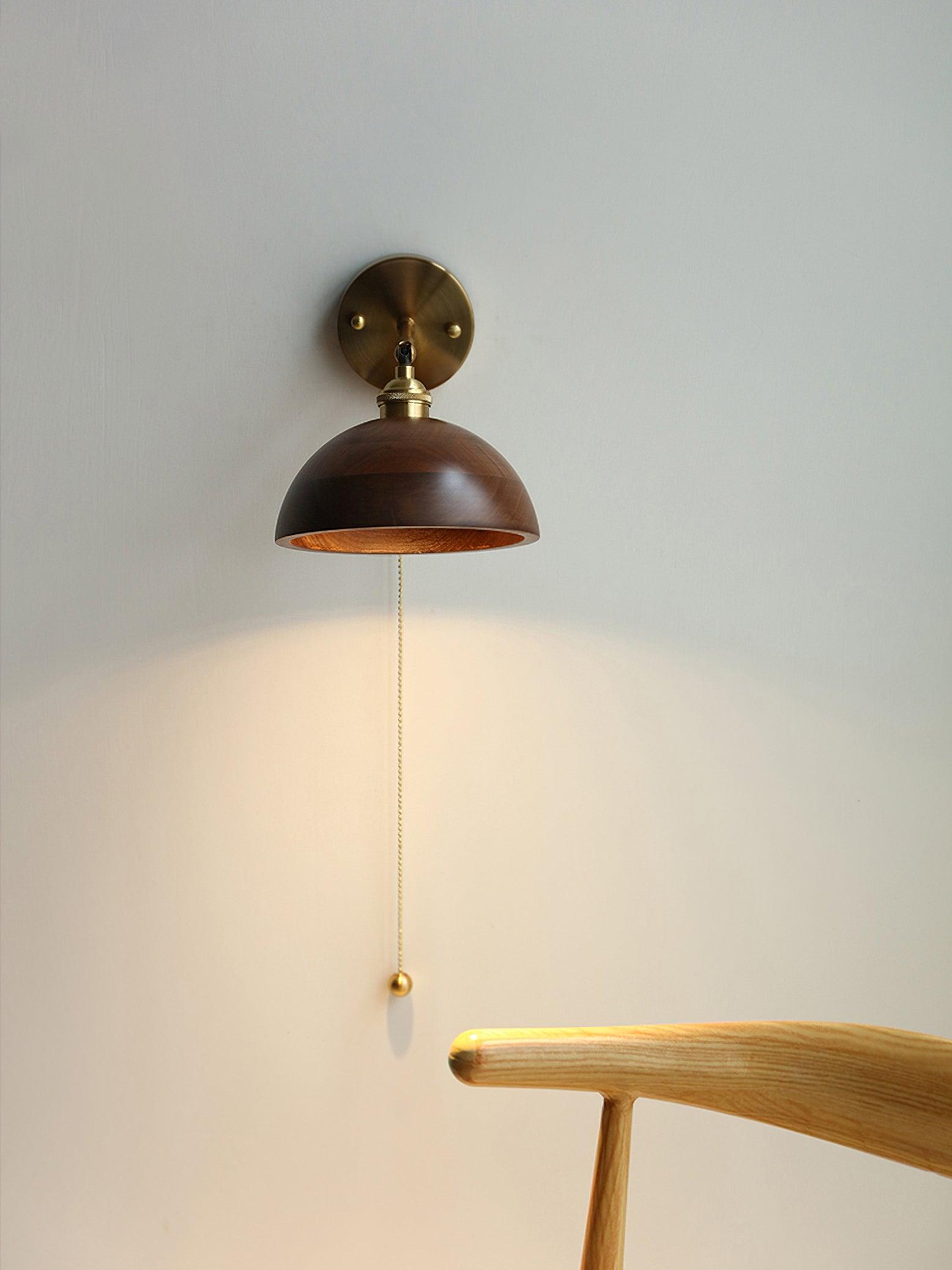 Vintage Wood Plug-in Wall Lamp-Homelova