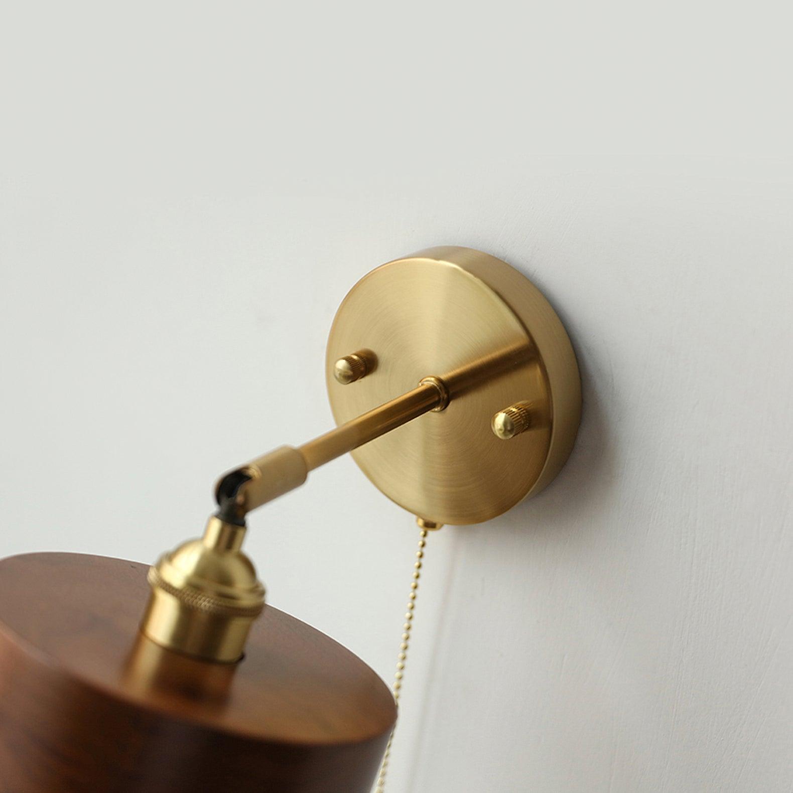 Vintage Wood Plug-in Wall Lamp-Homelova