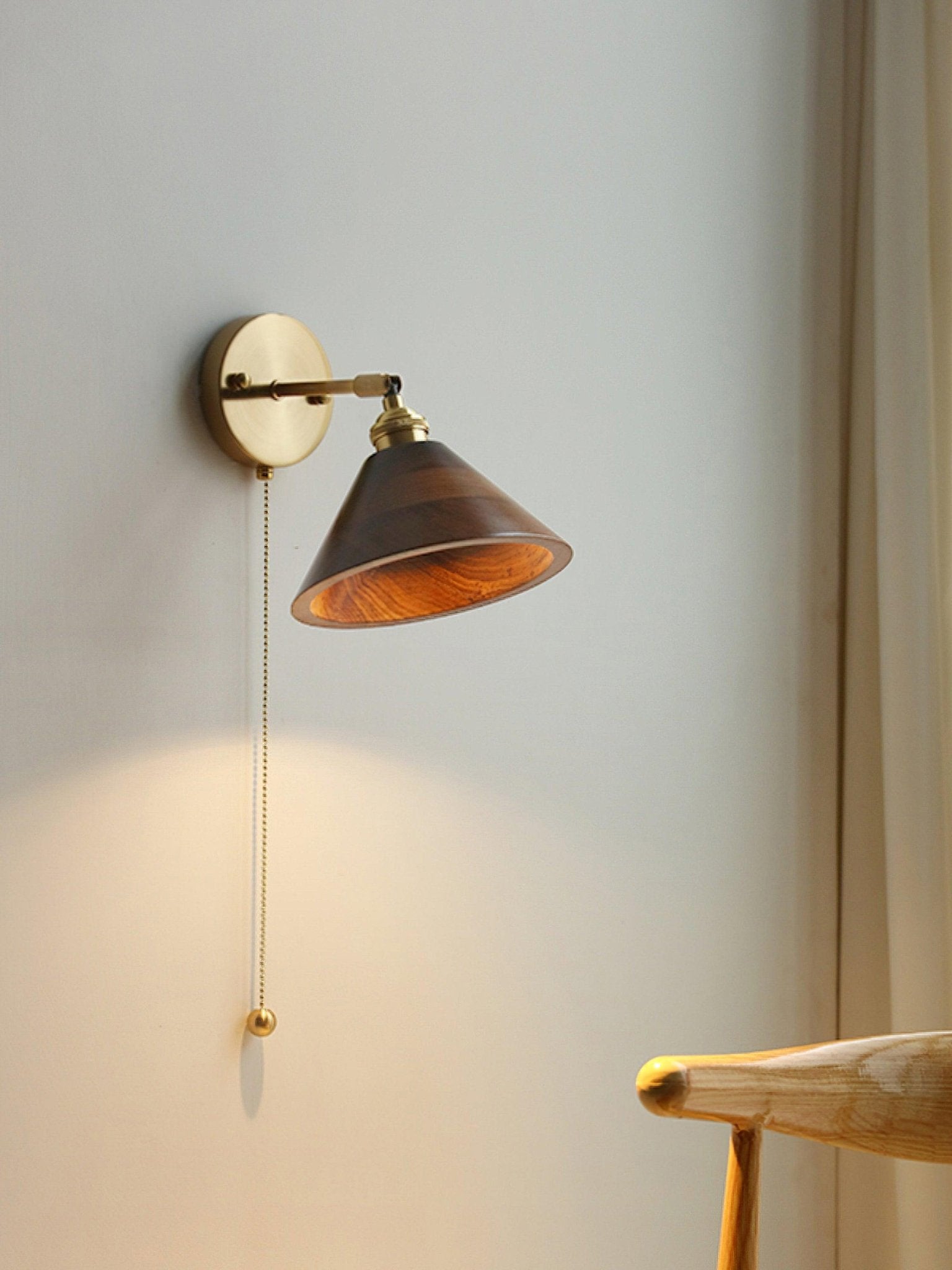 Vintage Wood Plug-in Wall Lamp-Homelova