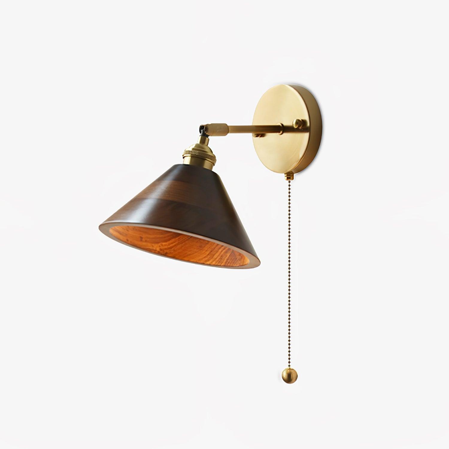 Vintage Wood Plug-in Wall Lamp-Homelova