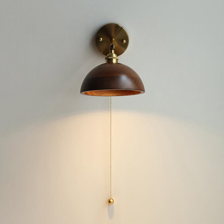 Vintage Wood Plug-in Wall Lamp-Homelova