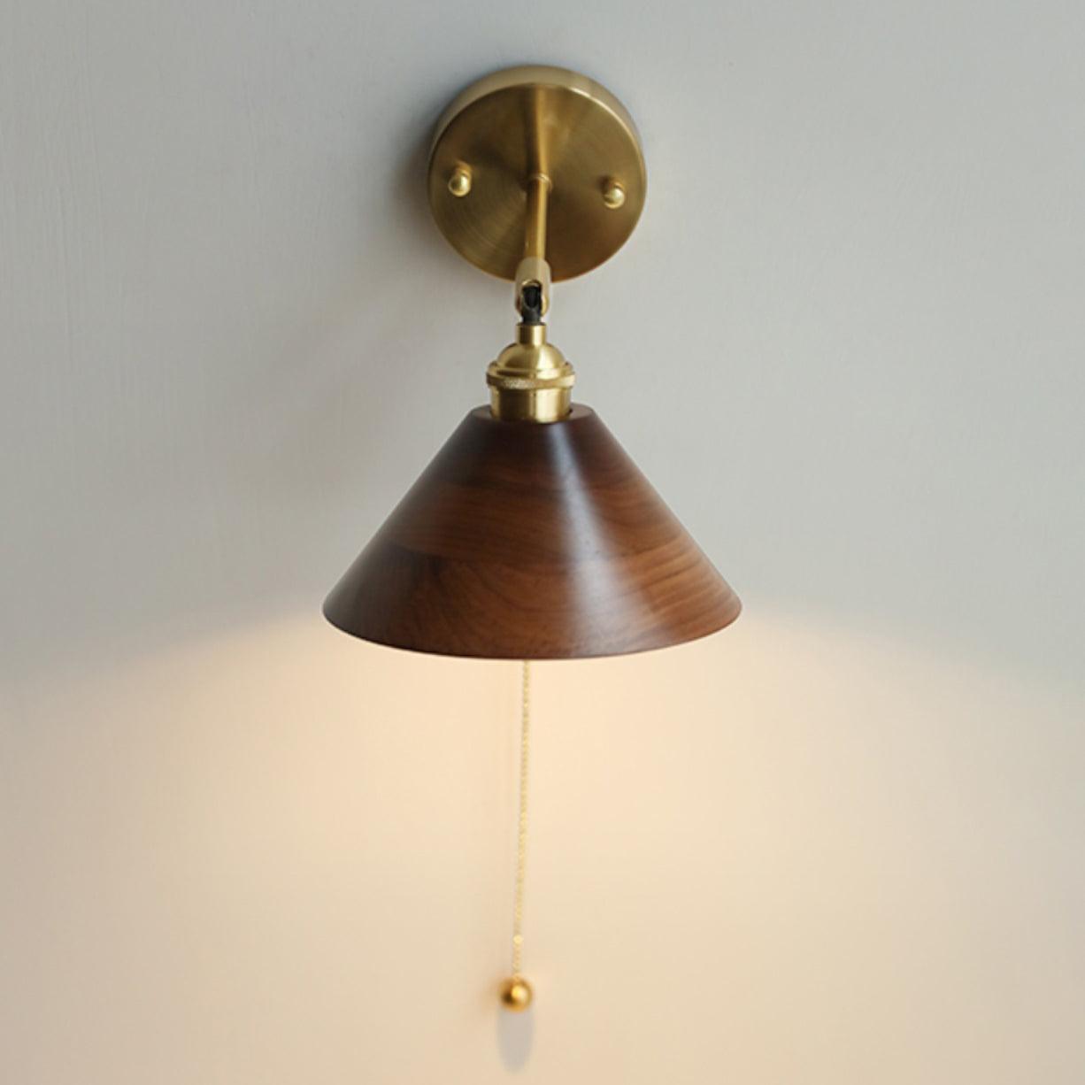 Vintage Wood Plug-in Wall Lamp-Homelova