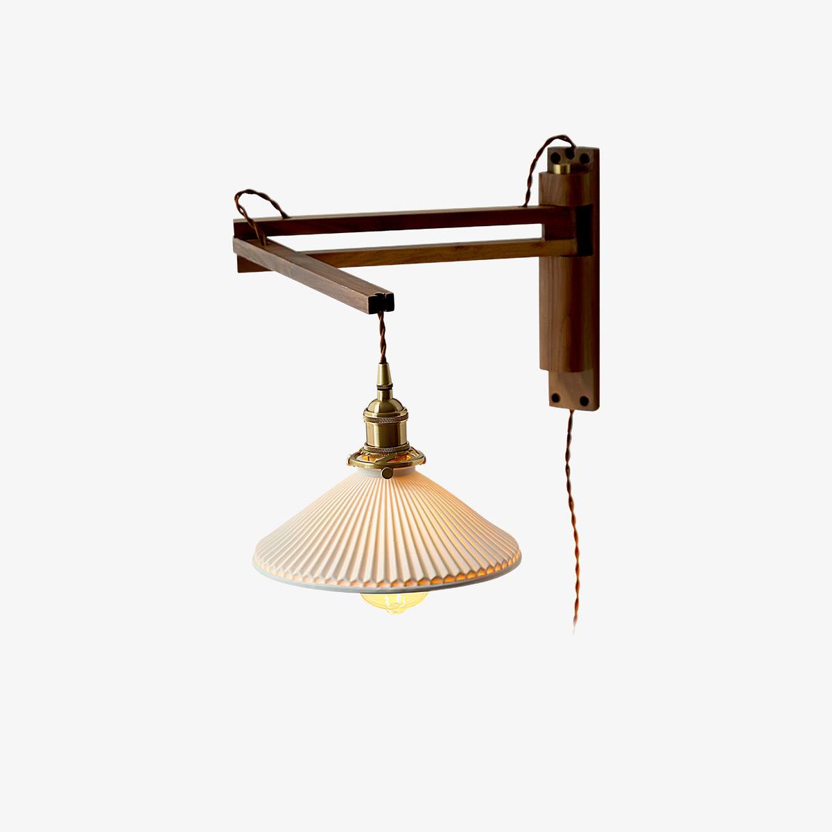 Walnut Swing Arm Wall Lamp-Homelova