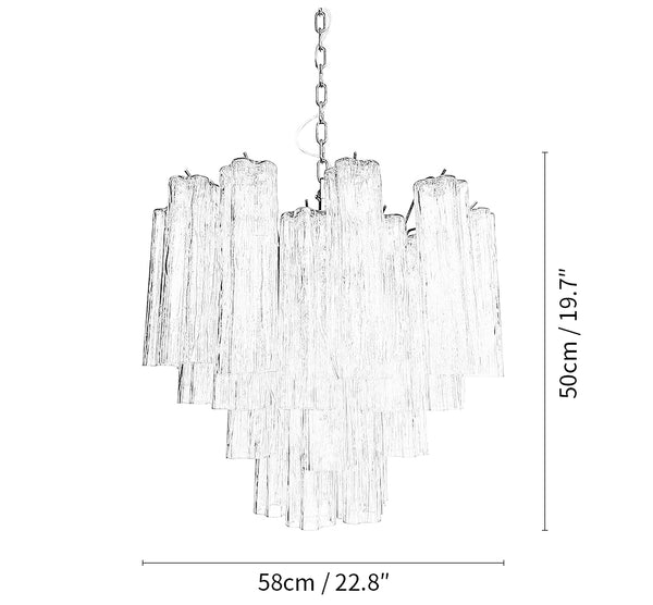 White Murano Glass Tube Chandelier