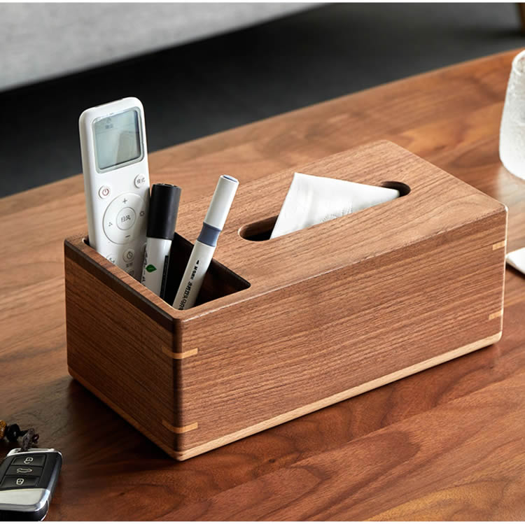 Wooden Desktop Organization Storage,Tissue Box, Black Walnut Classic Design-Homelova