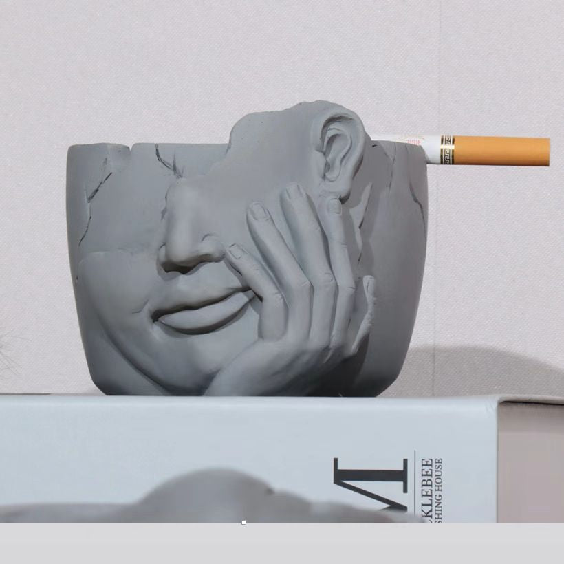 Abstract Artistic Figure Shaped Concrete Ashtray,Unique Table Decoration-Homelova