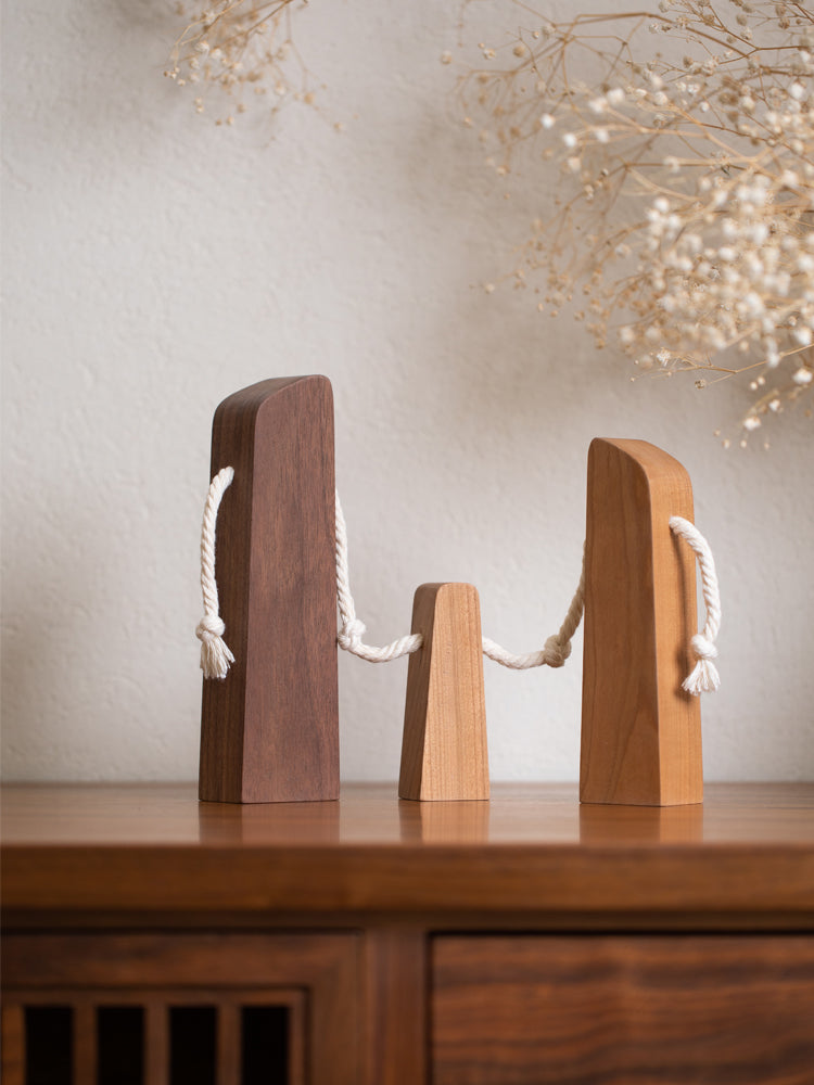 Abstract Family of Three Wooden Figurines: Elegant Home Decor Accent-Homelova